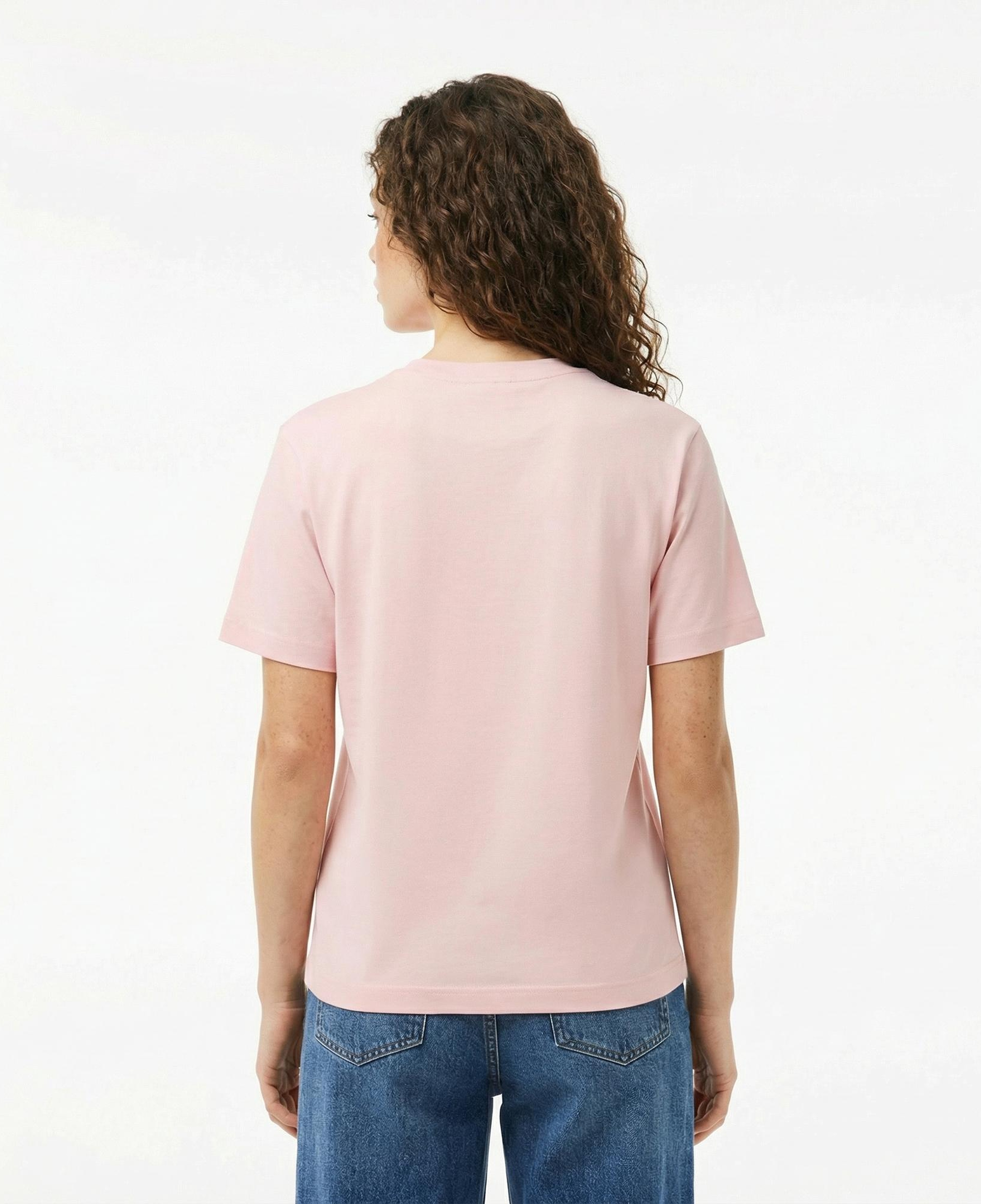 Lacoste Kadın Relaxed Fit Bisiklet Yaka Pembe T-Shirt