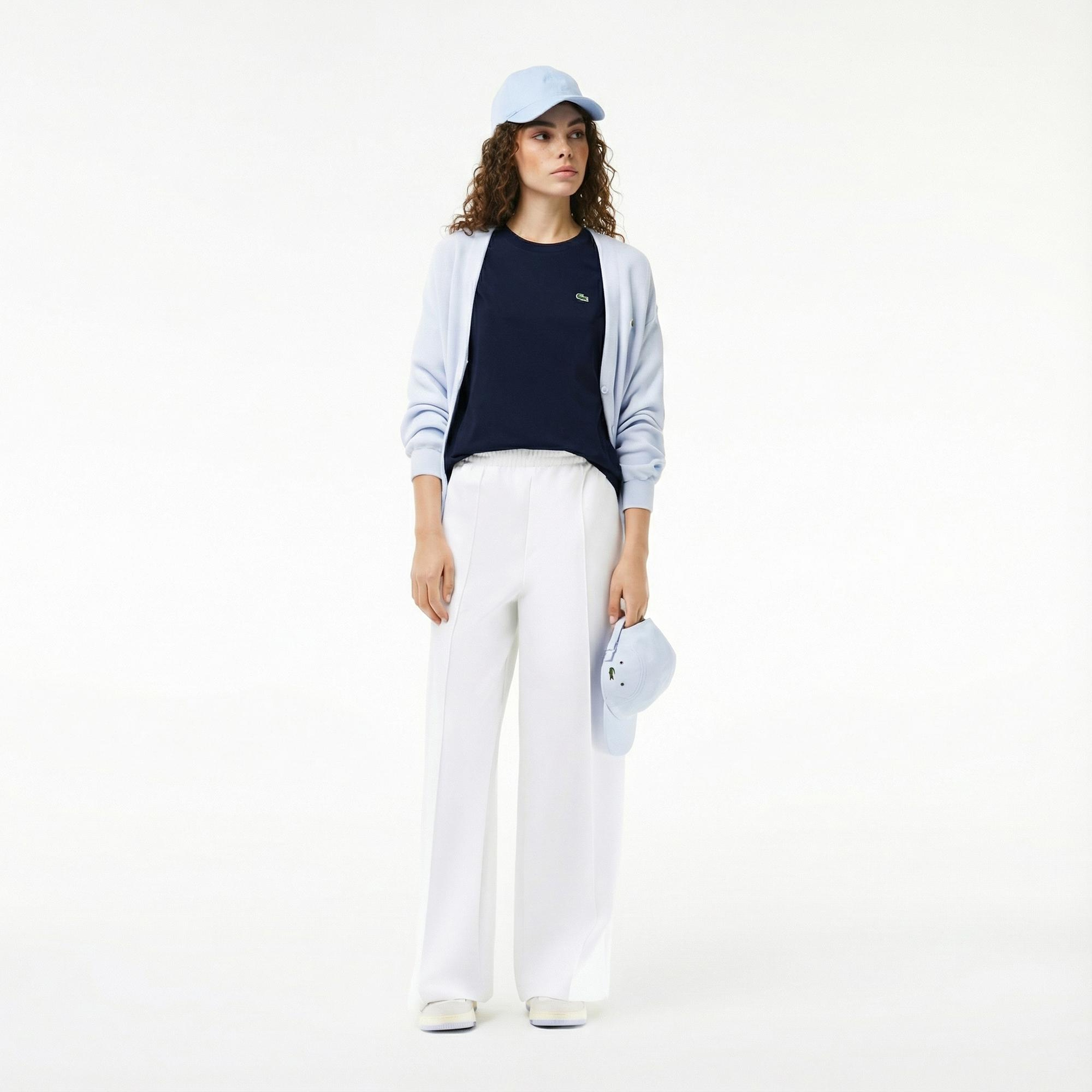 Lacoste Kadın Relaxed Fit Bisiklet Yaka Lacivert T-Shirt