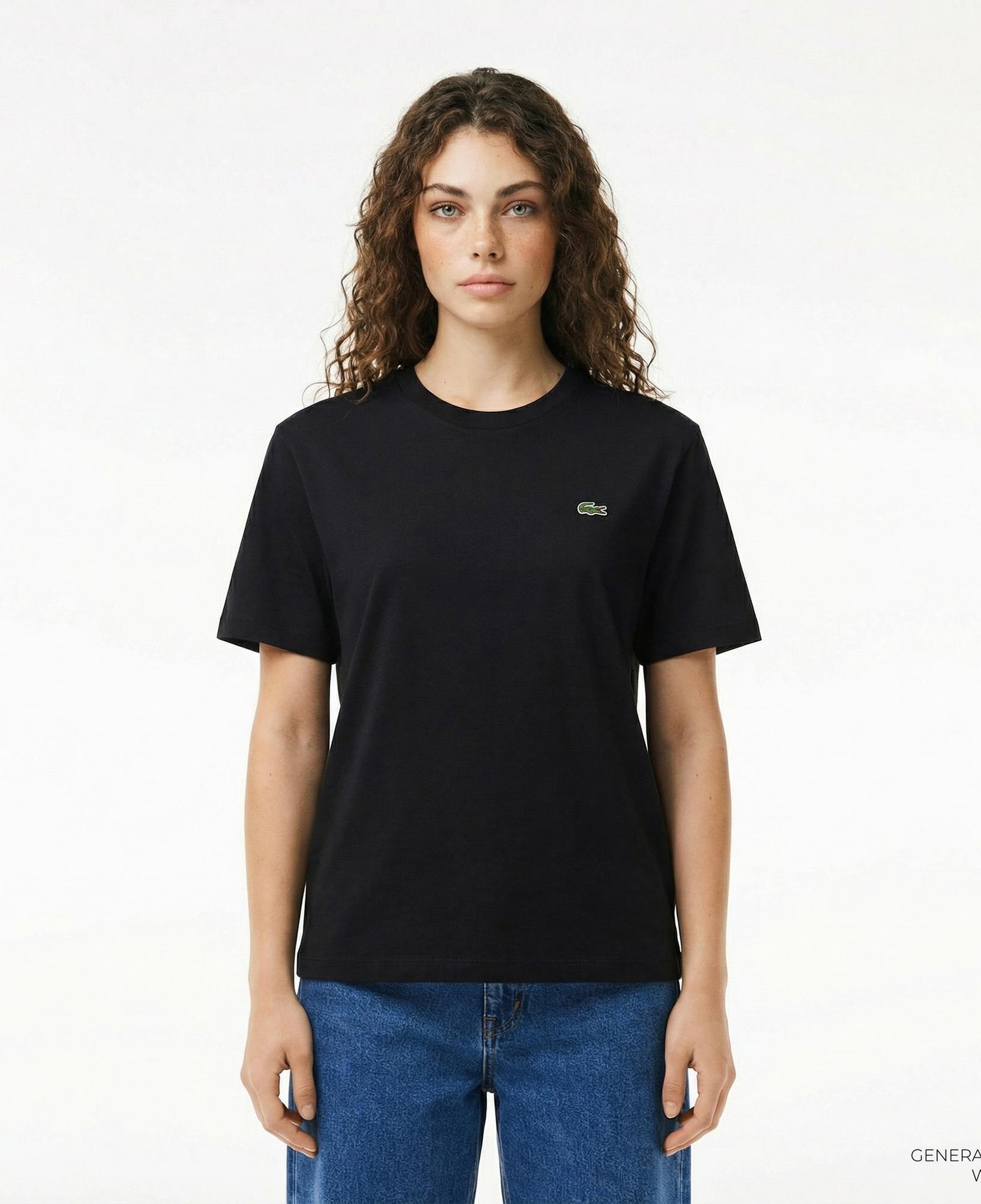 Lacoste Kadın Relaxed Fit Bisiklet Yaka Siyah T-Shirt