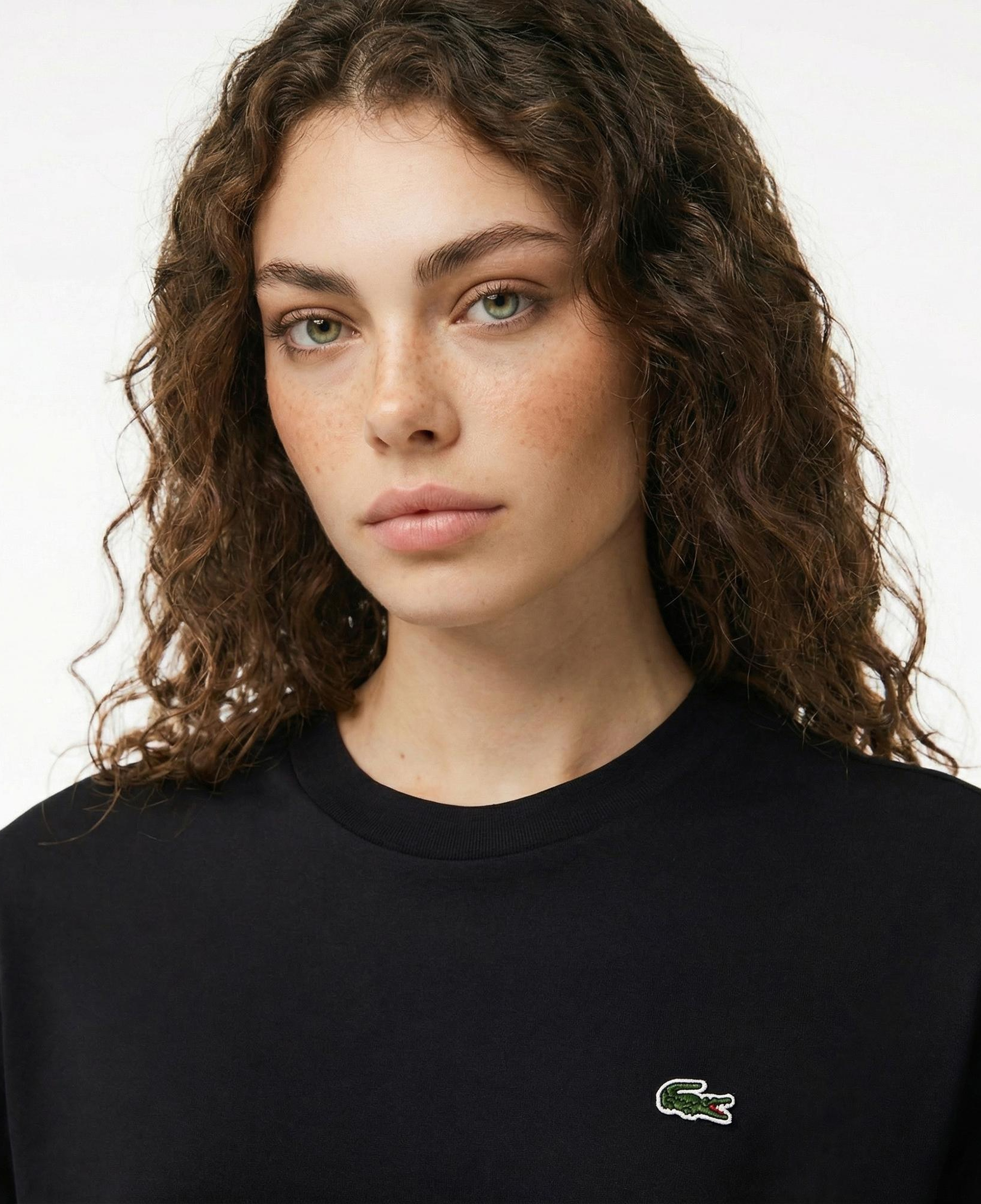 Lacoste Kadın Relaxed Fit Bisiklet Yaka Siyah T-Shirt