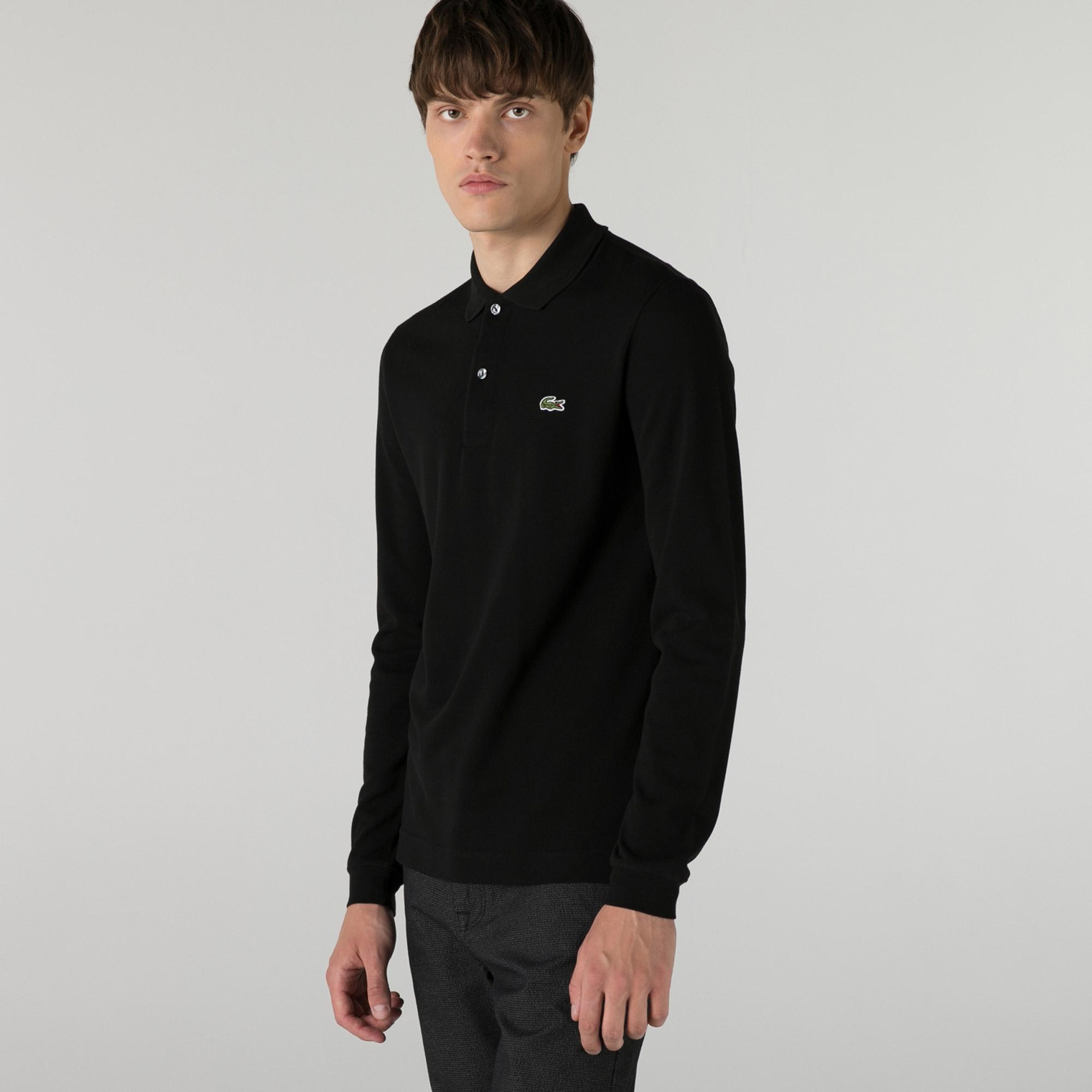 Lacoste L.12.12 Erkek Slim Fit Uzun Kollu Siyah Polo