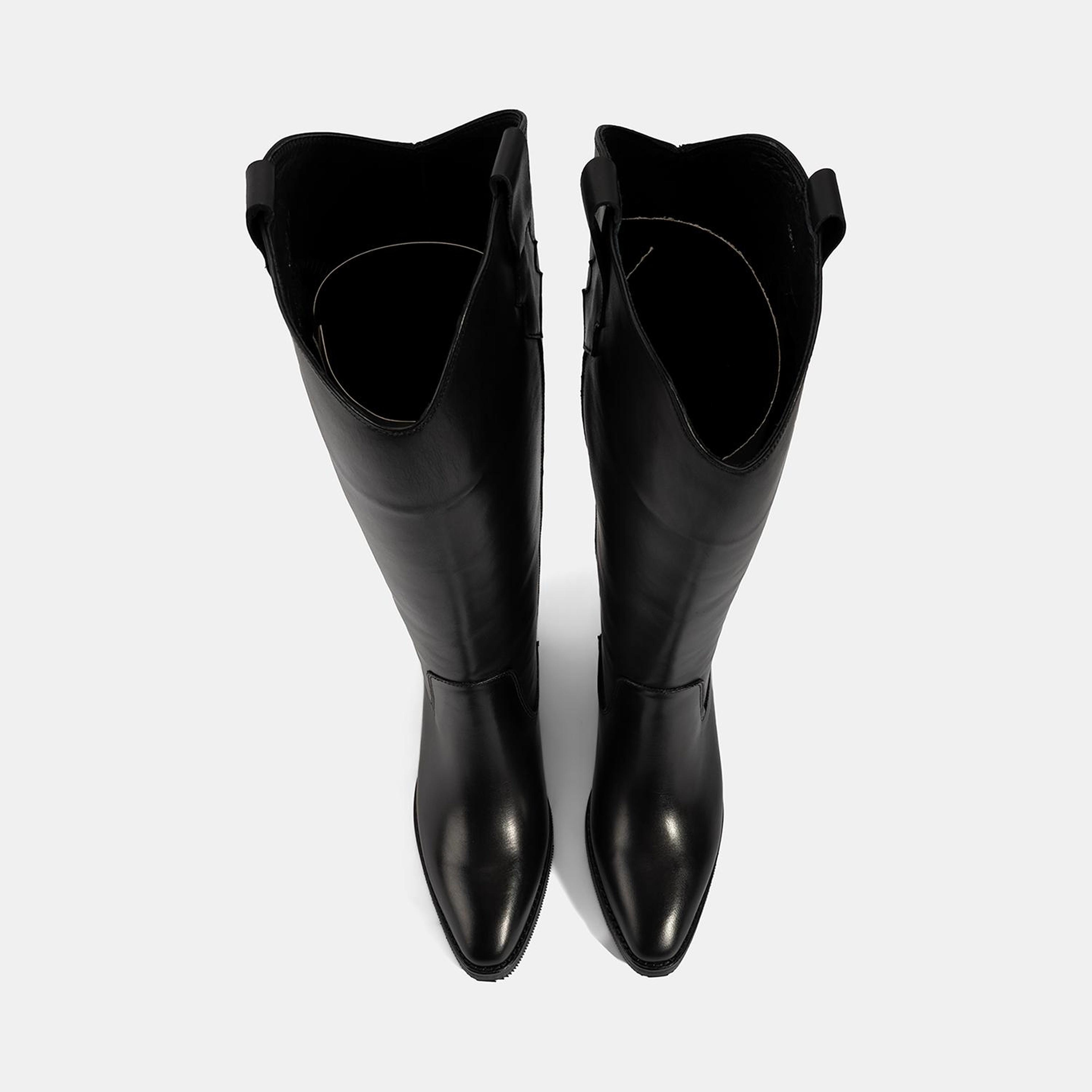 Kadın Siyah Kalın Topuklu Deri Çizme