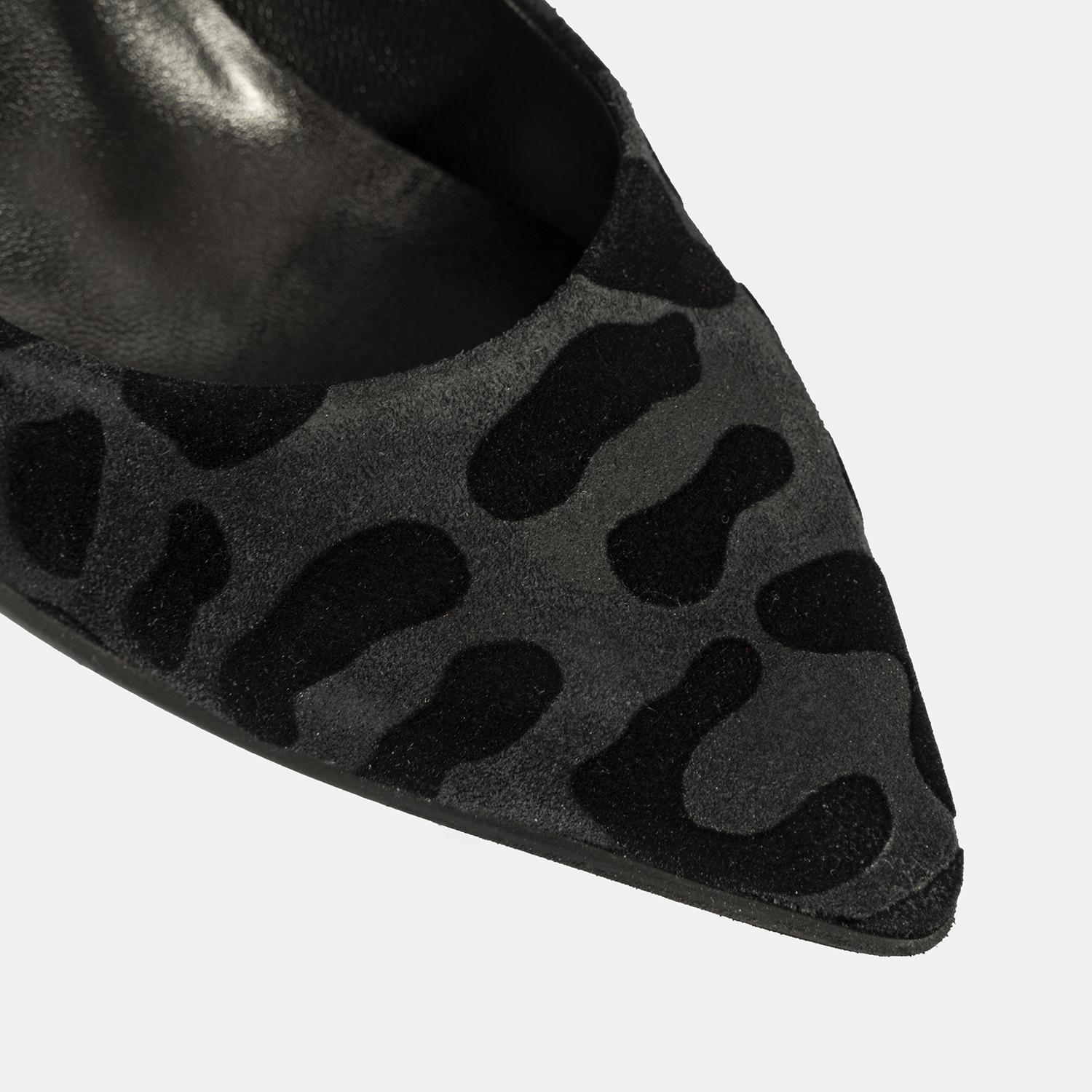 Luca Grossi Kadın Siyah Leopar Topuklu Süet Klasik Ayakkabı