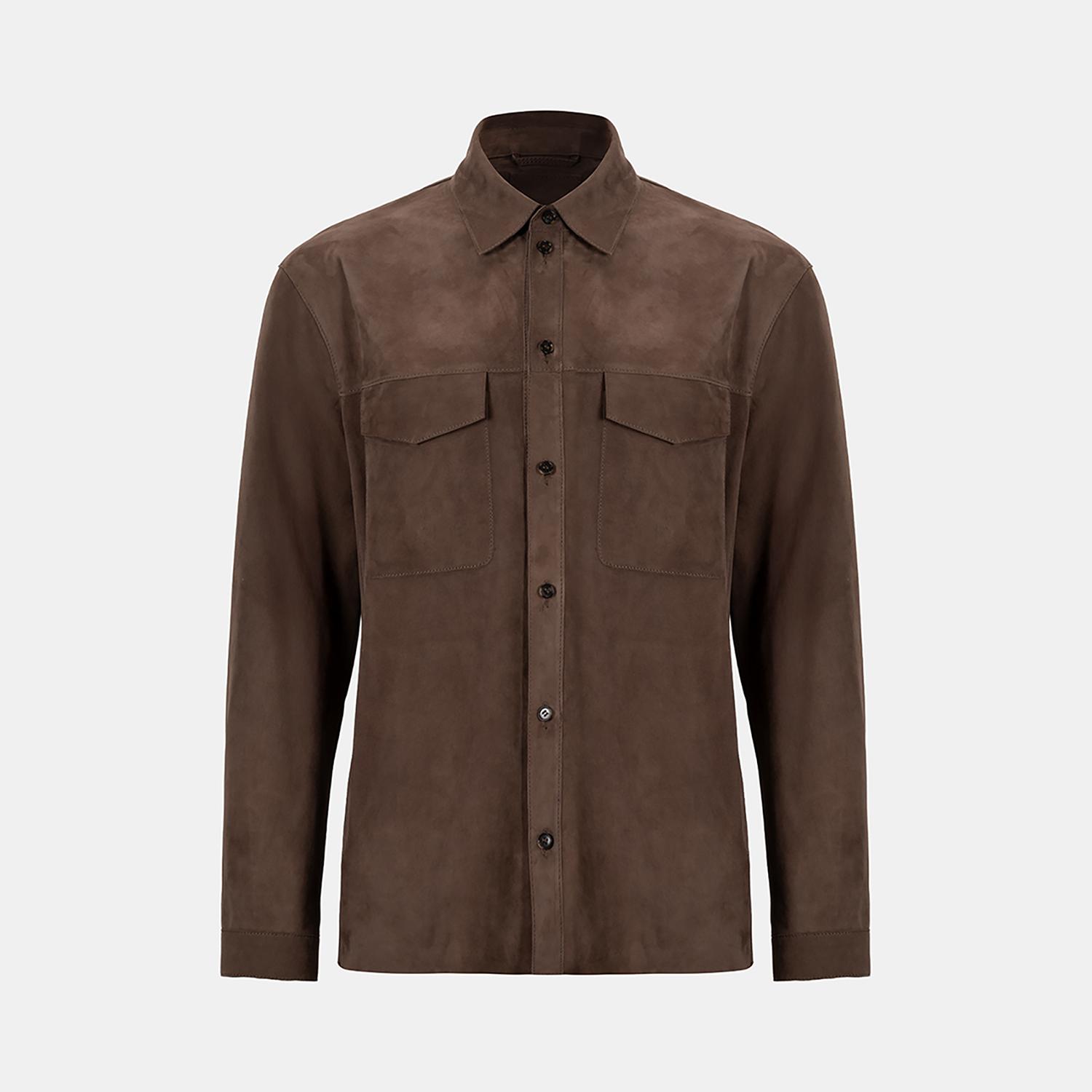 Erkek Kahve Süet Gömlek
