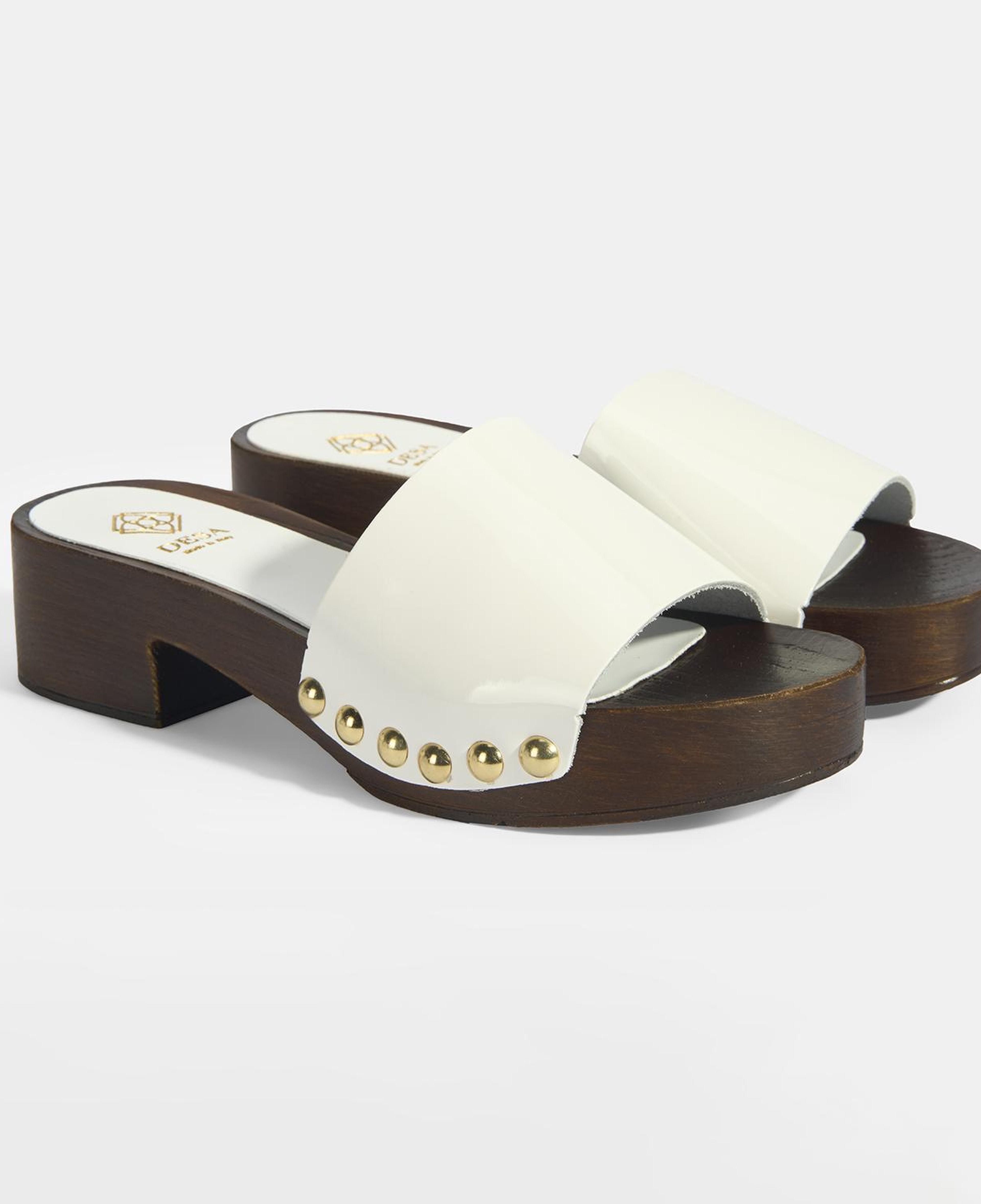 Kadın Beyaz Zımba Detaylı Topuklu Terlik