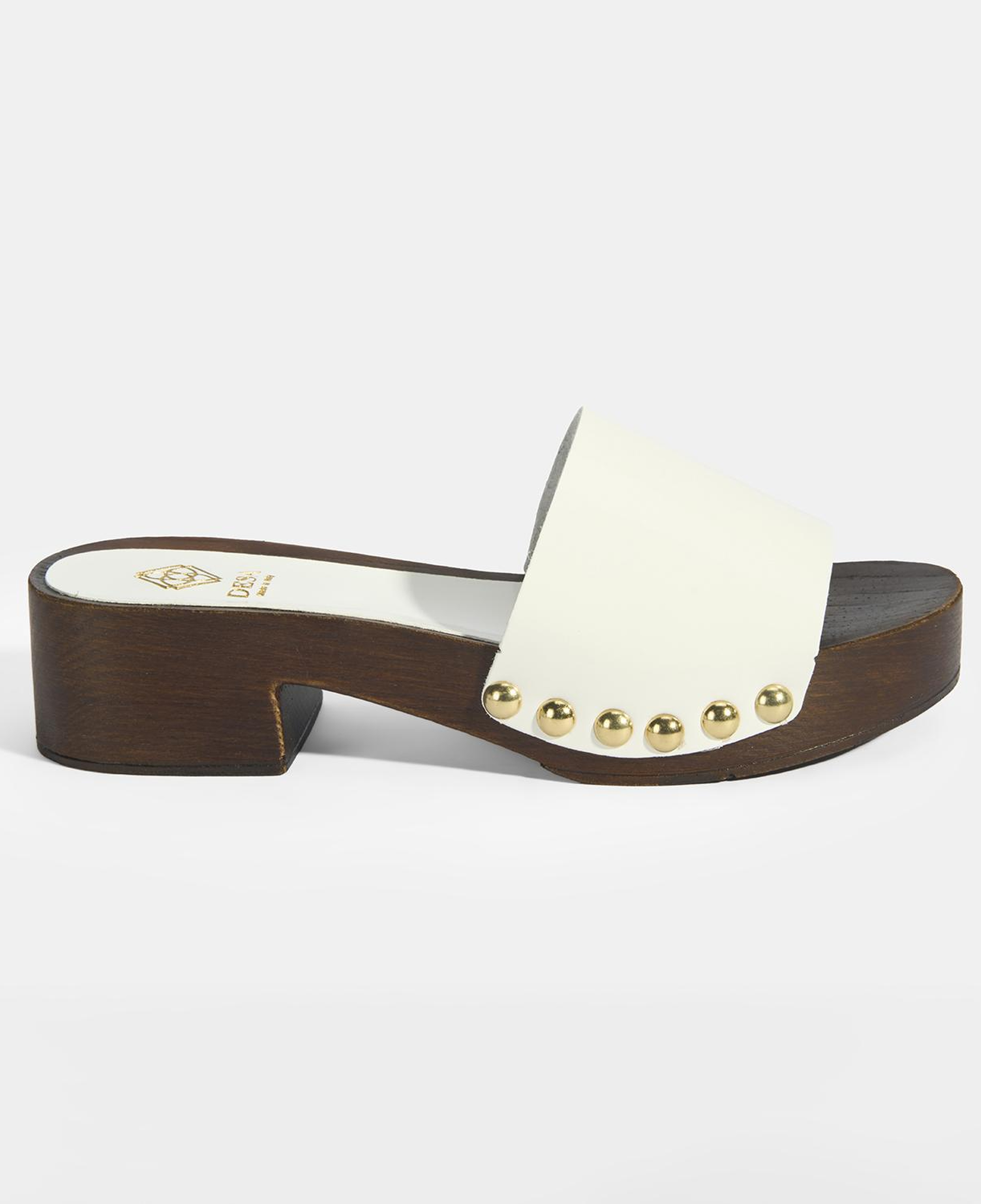 Kadın Beyaz Zımba Detaylı Topuklu Terlik