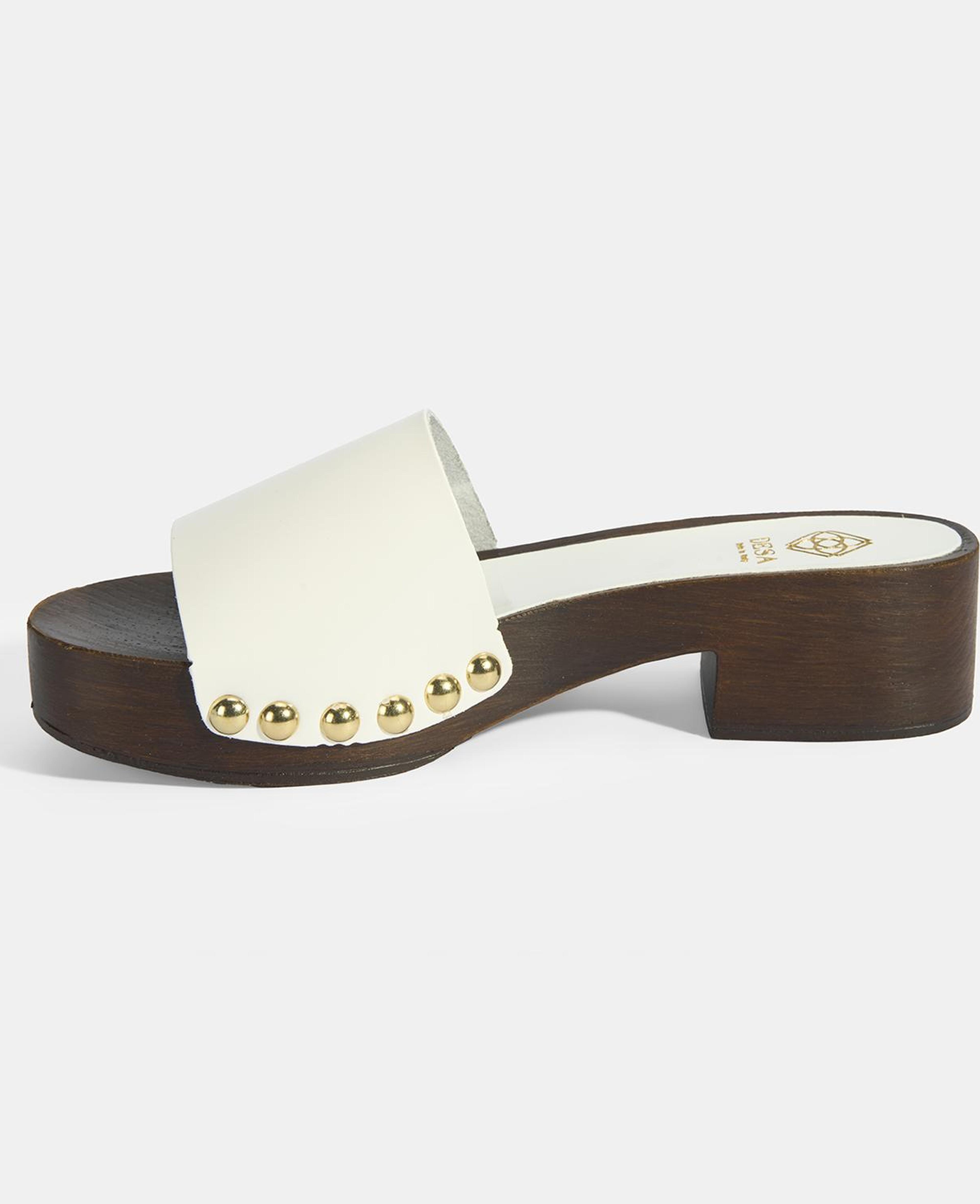 Kadın Beyaz Zımba Detaylı Topuklu Terlik