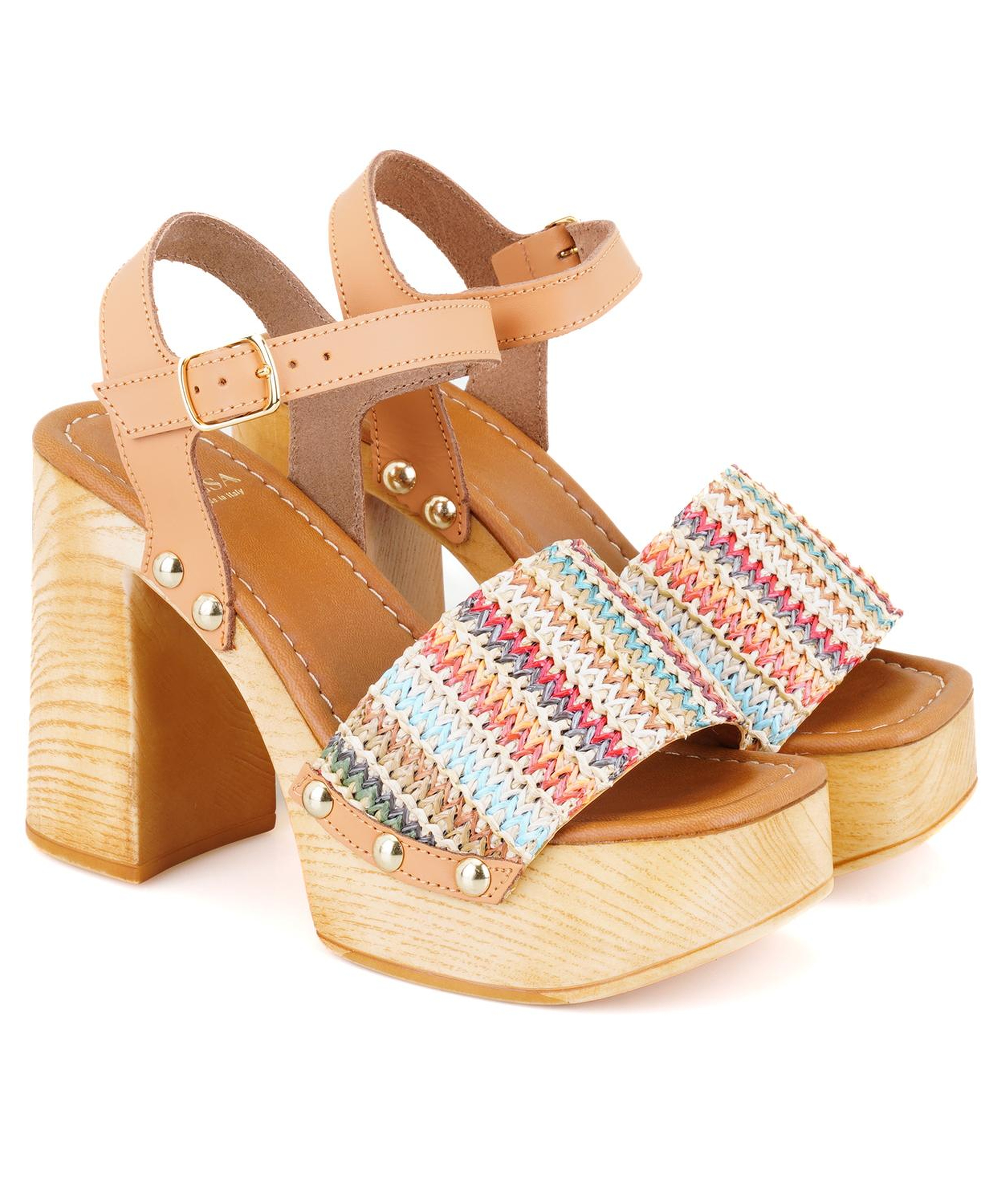 Kadın Hasır Örgülü Topuklu Sandalet