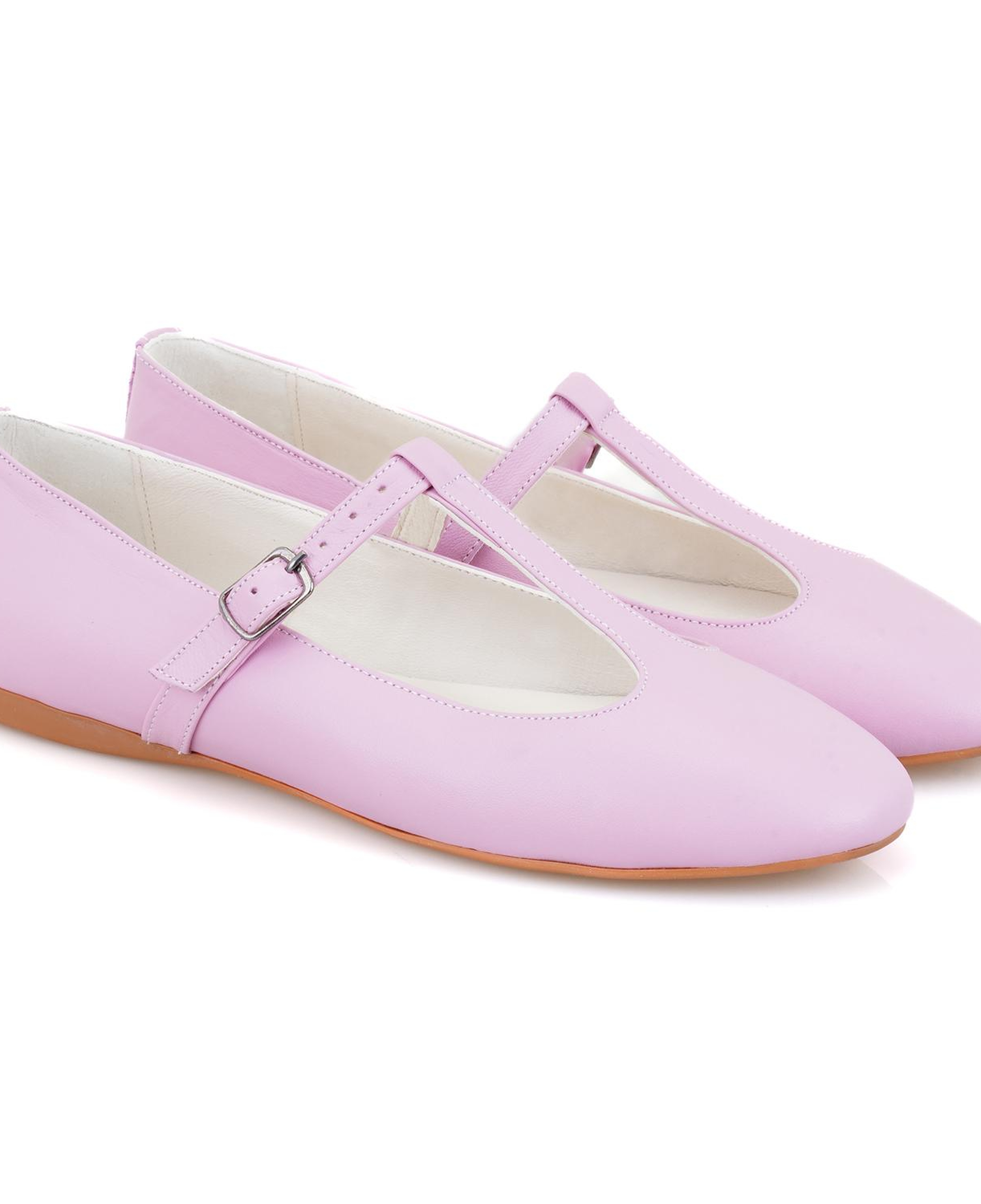 Kadın Pembe T-Bant Mary Jane Deri Babet