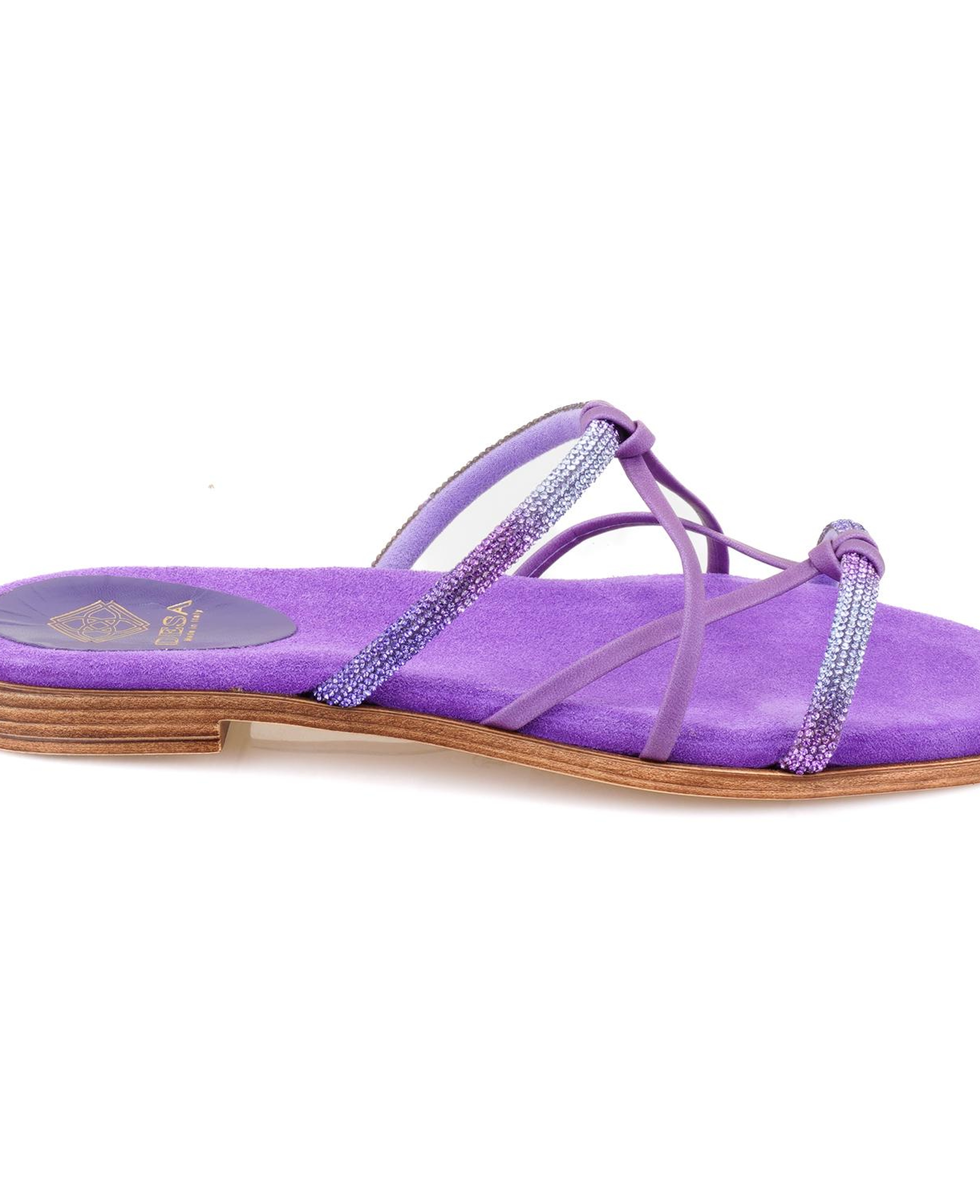 Kadın Mor Parlak Taşlı Terlik