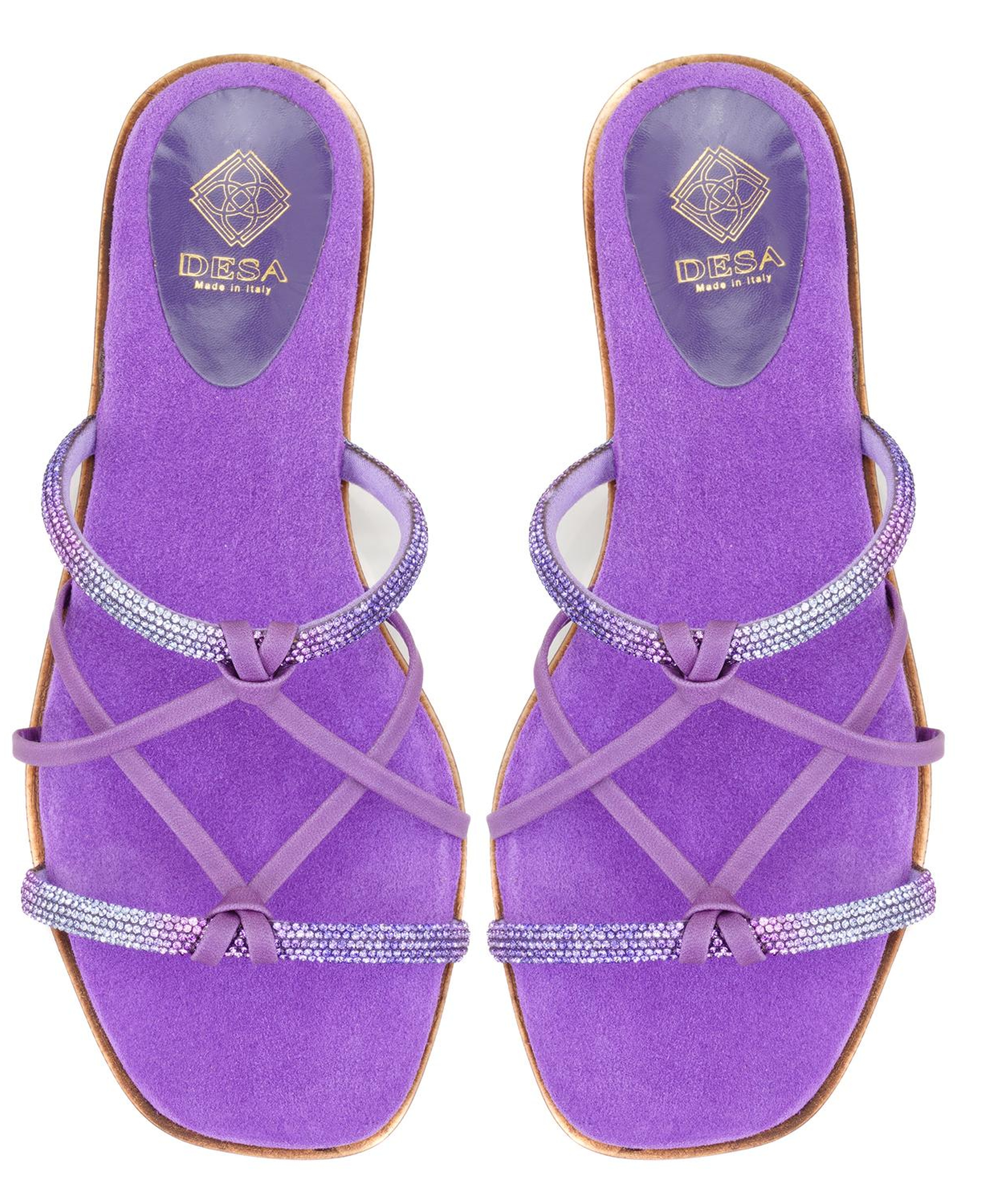 Kadın Mor Parlak Taşlı Terlik