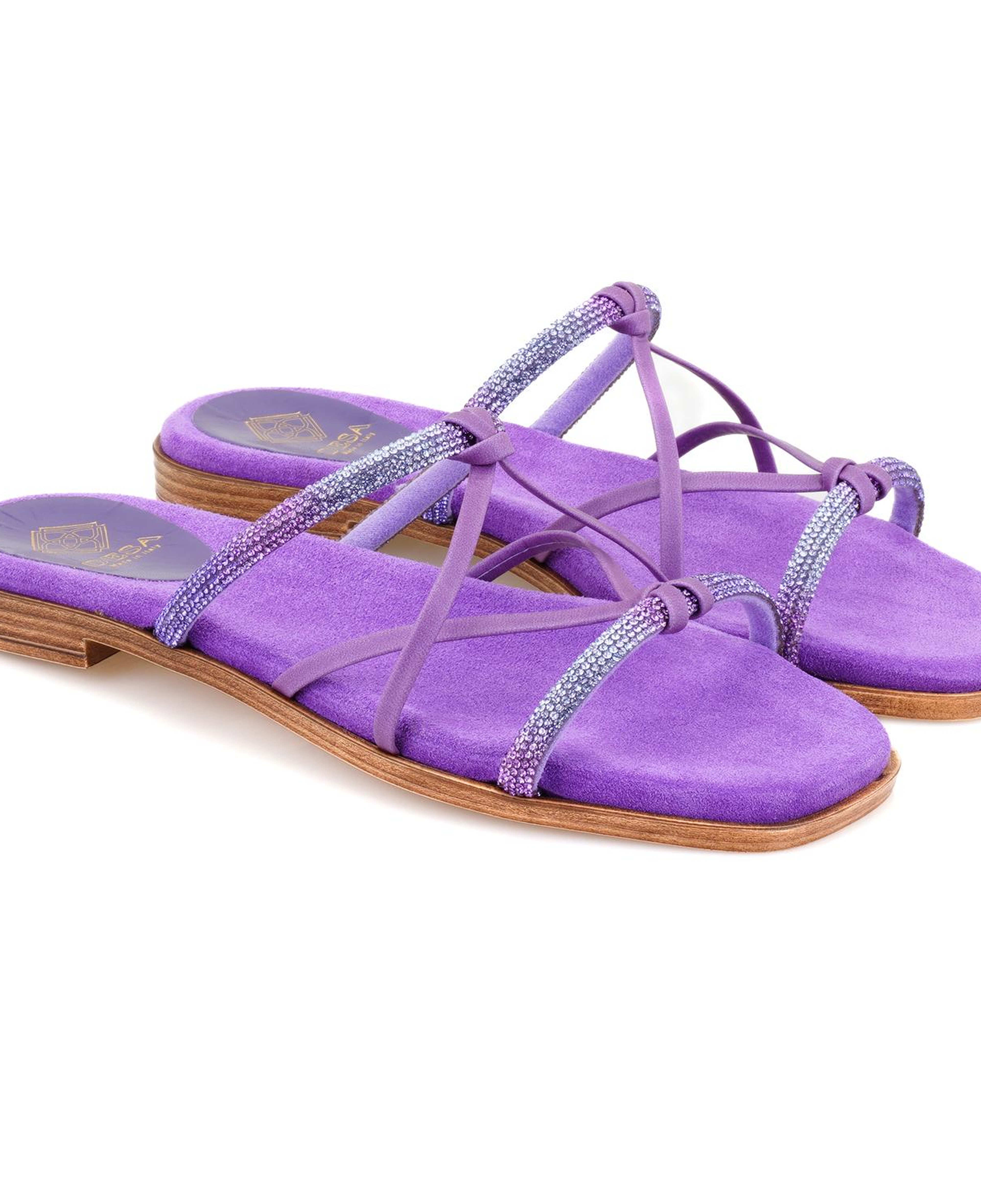 Kadın Mor Parlak Taşlı Terlik