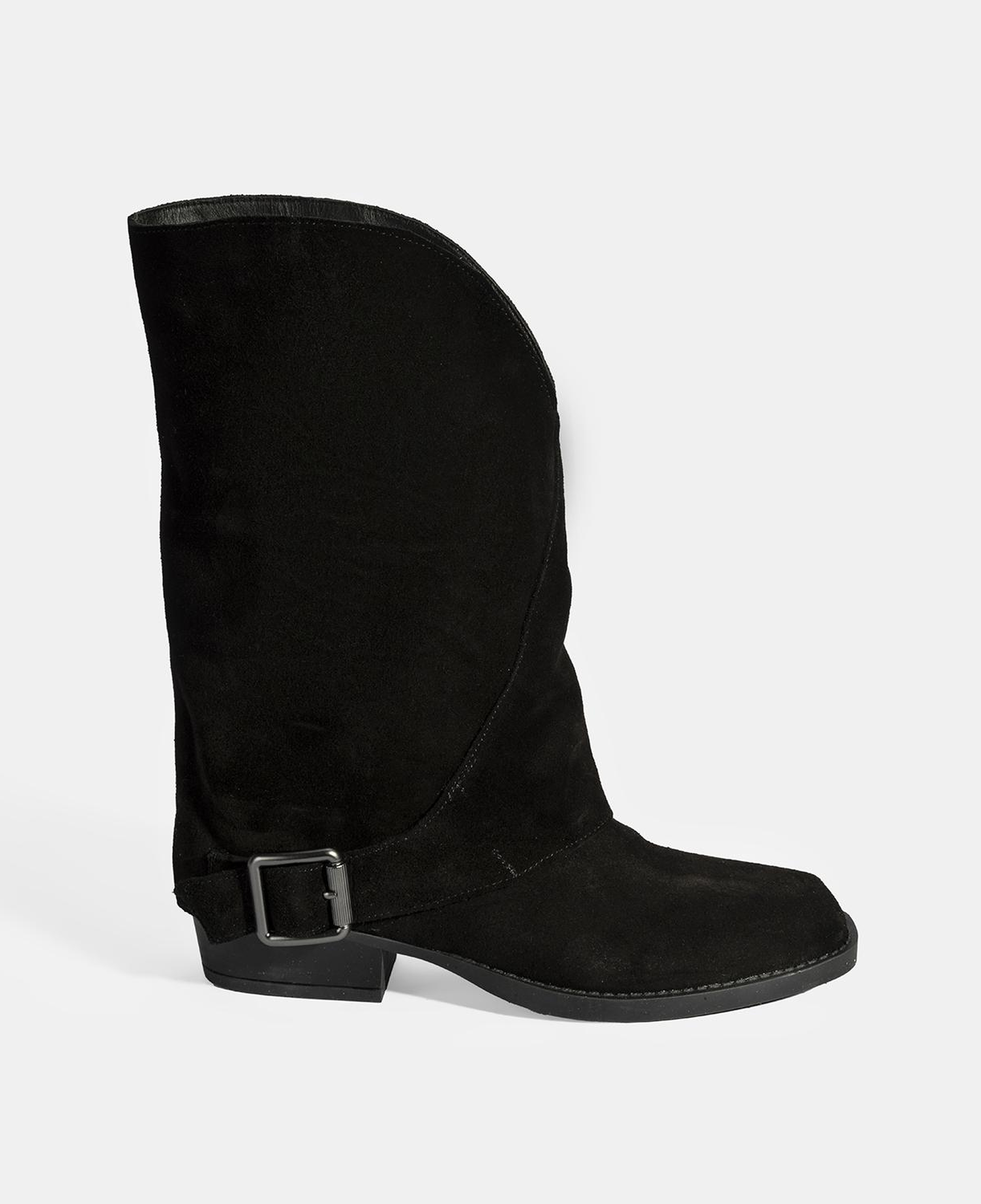 Kadın Siyah Katlama Detaylı Süet Bot