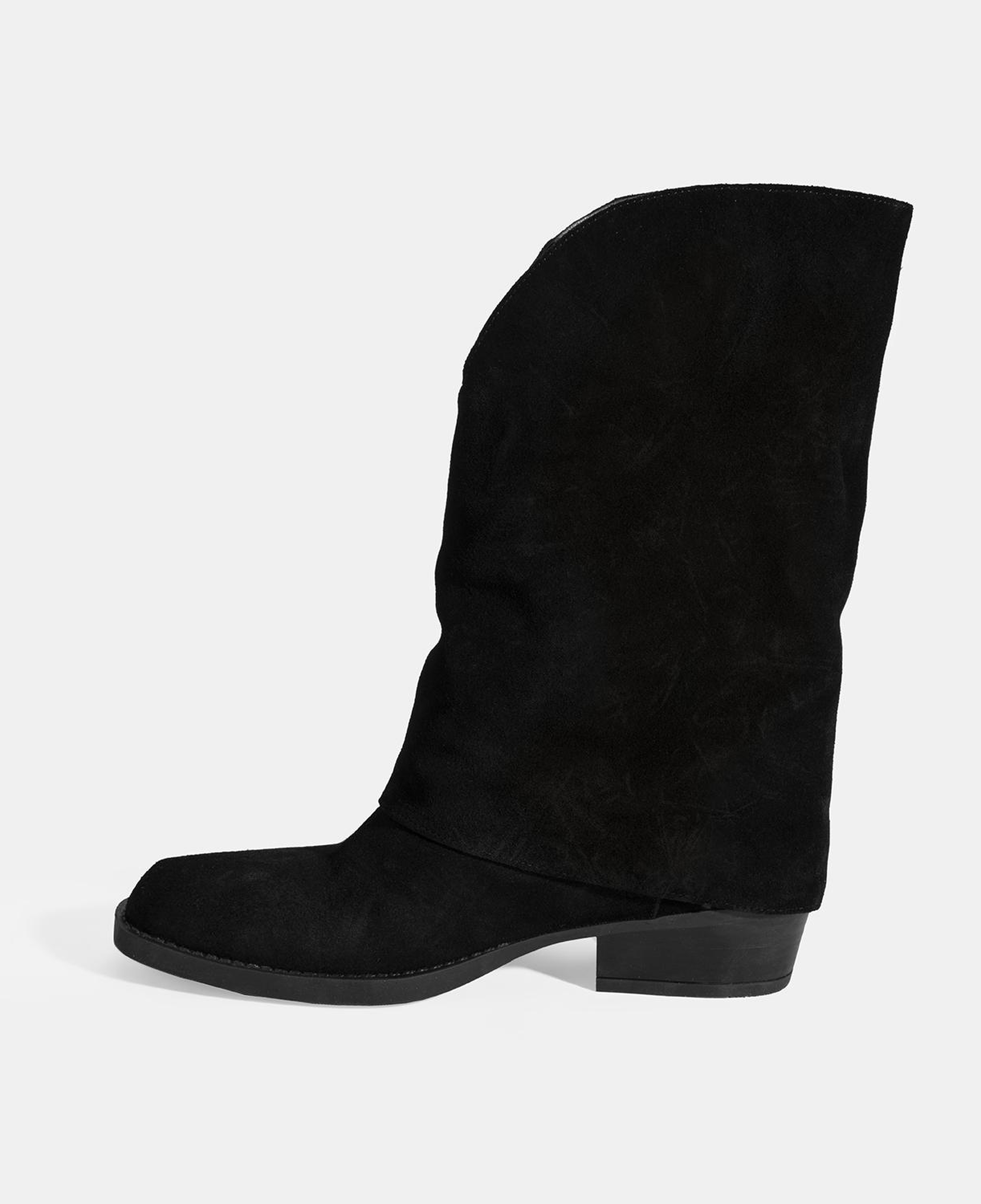 Kadın Siyah Katlama Detaylı Süet Bot