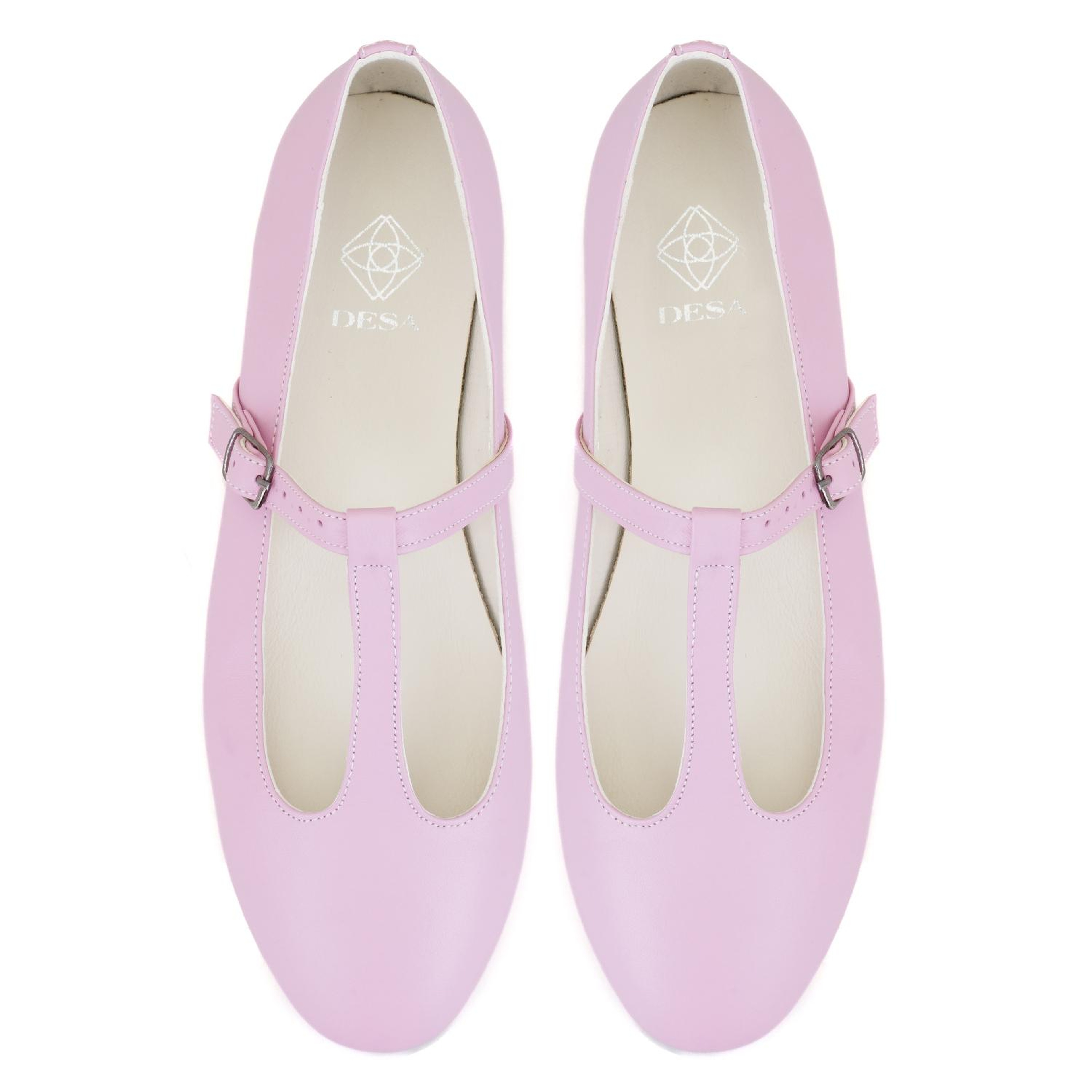 Kadın Pembe T-Bant Mary Jane Deri Babet