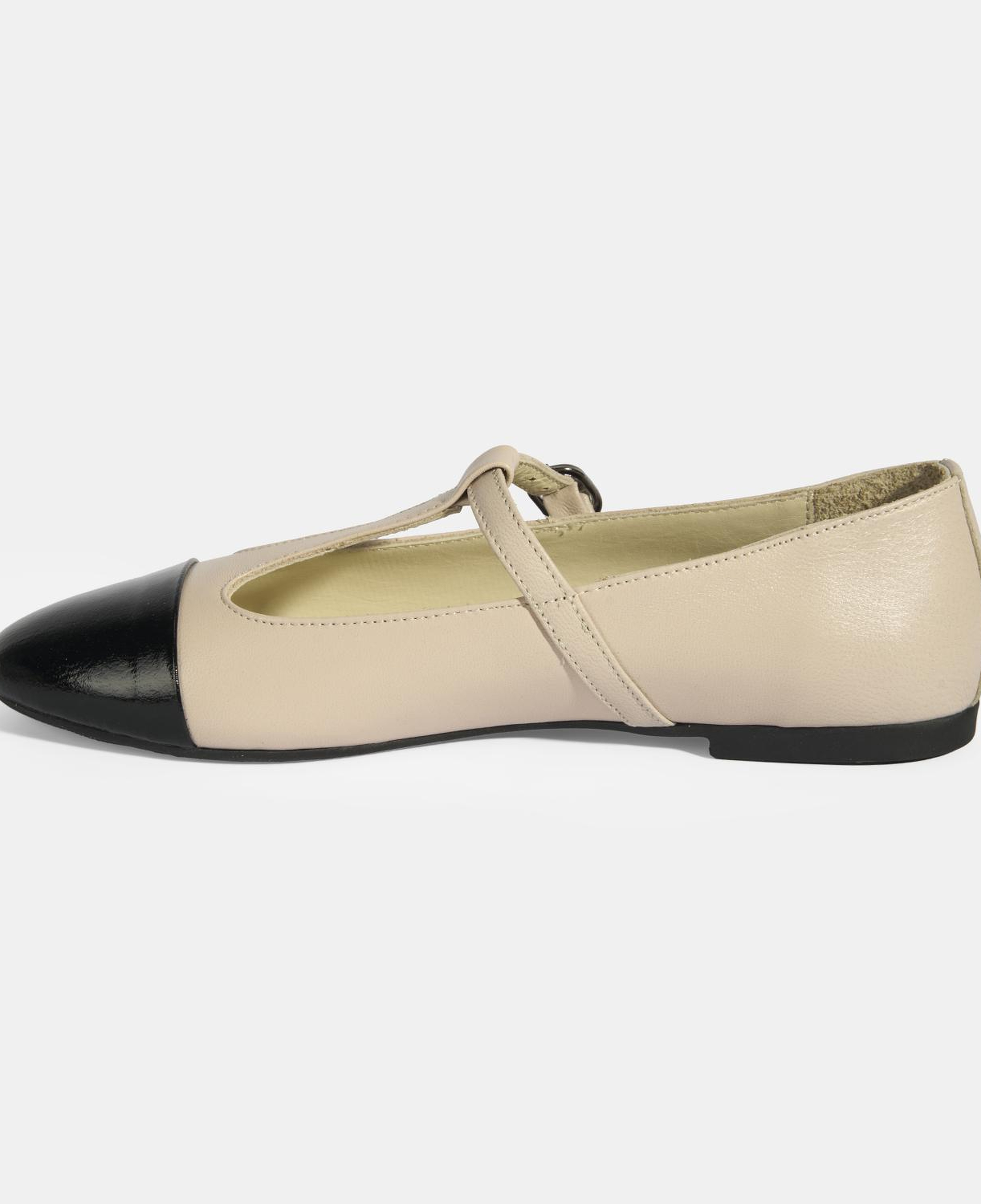 Kadın Krem Rugan T-Bant Mary Jane Babet