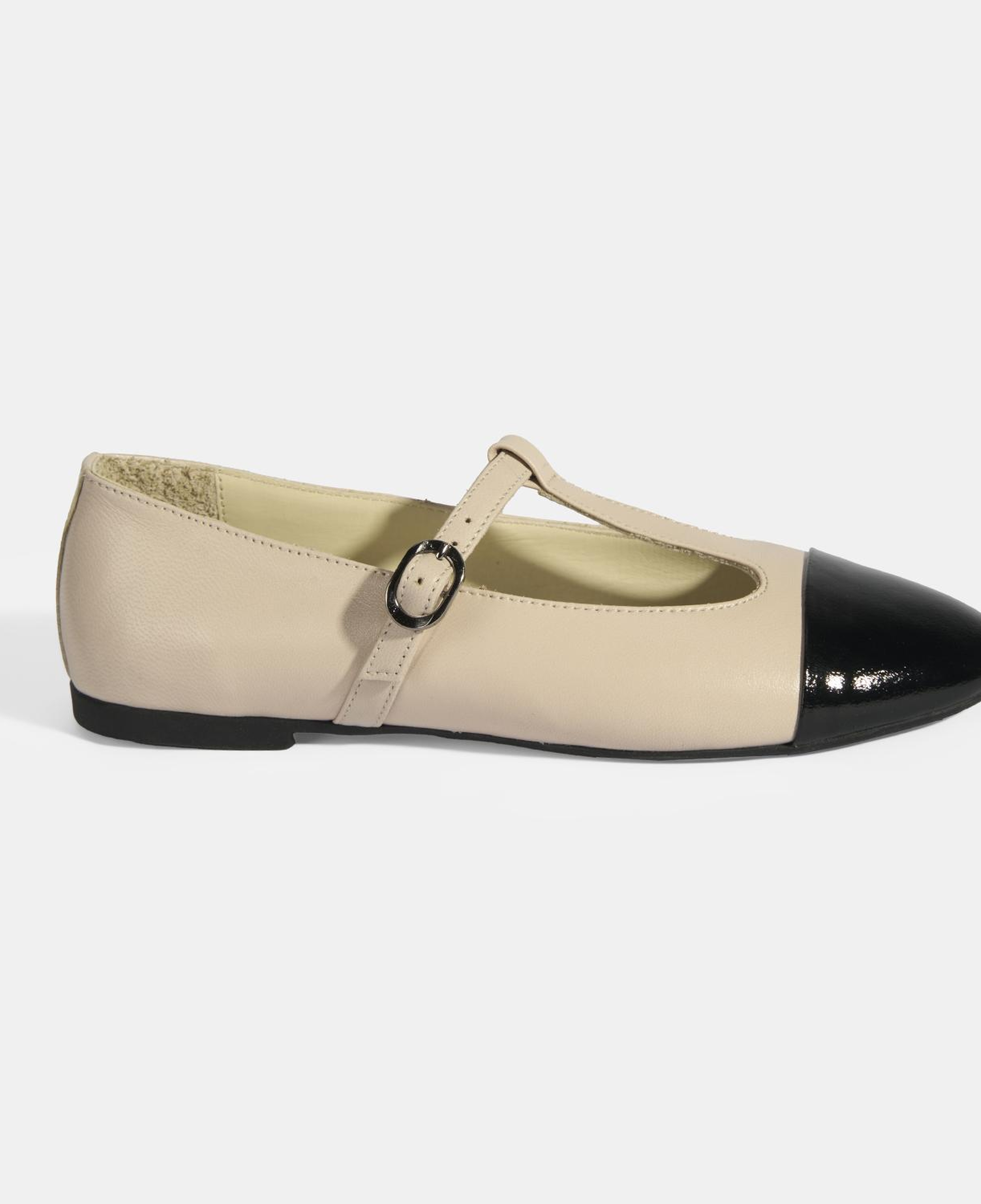 Kadın Krem Rugan T-Bant Mary Jane Babet