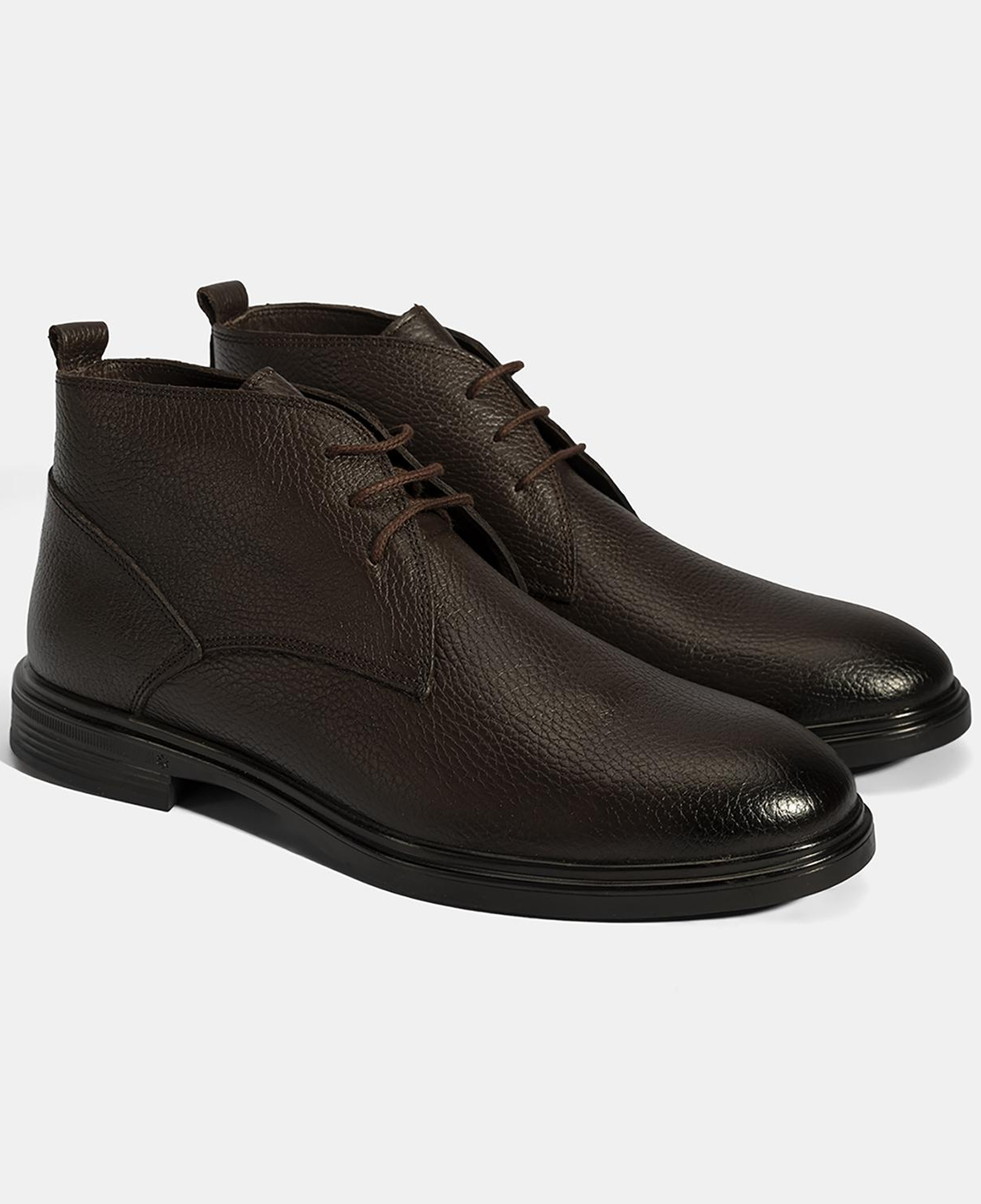 Erkek Kahve Bağcıklı Deri Bot