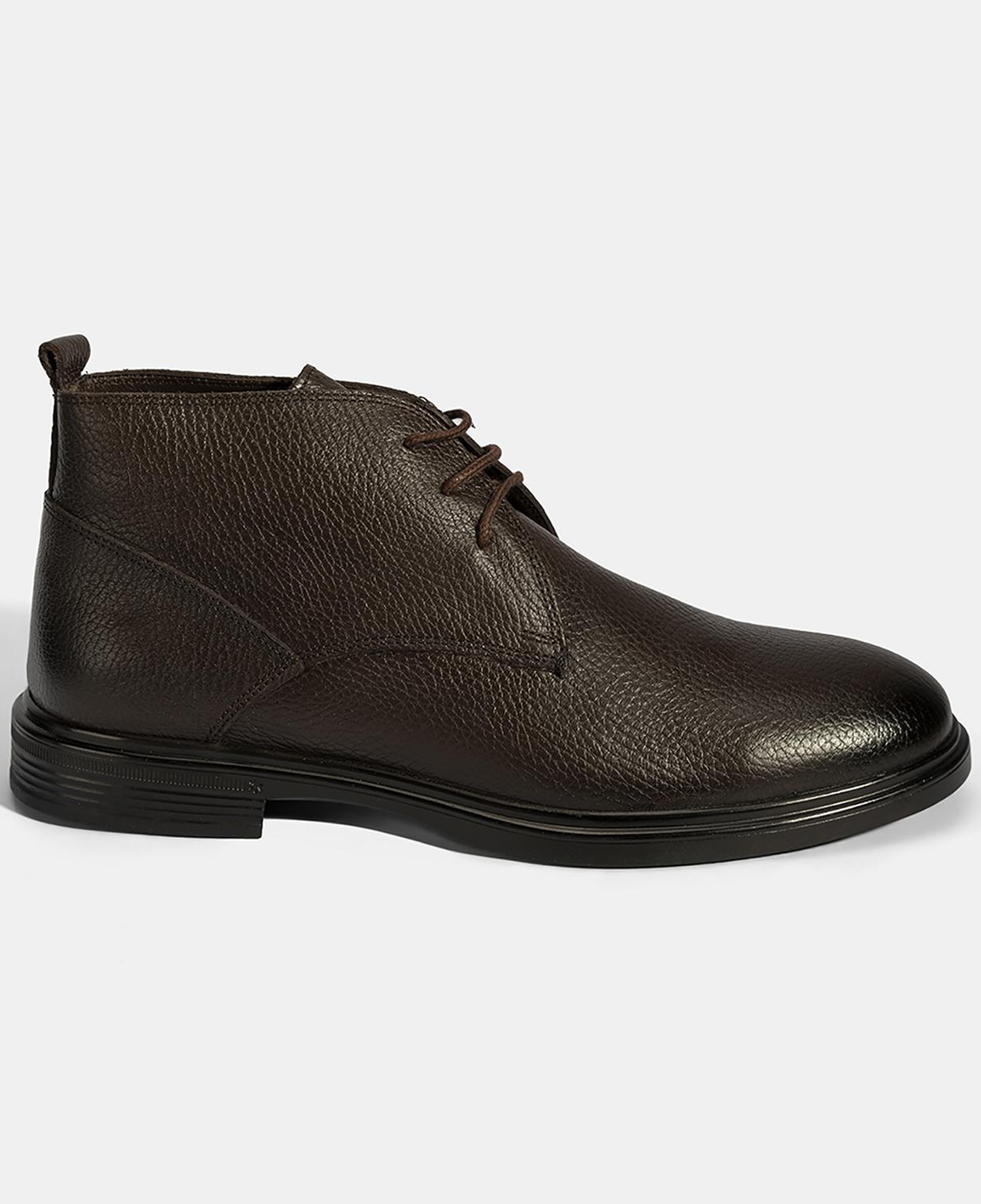 Erkek Kahve Bağcıklı Deri Bot