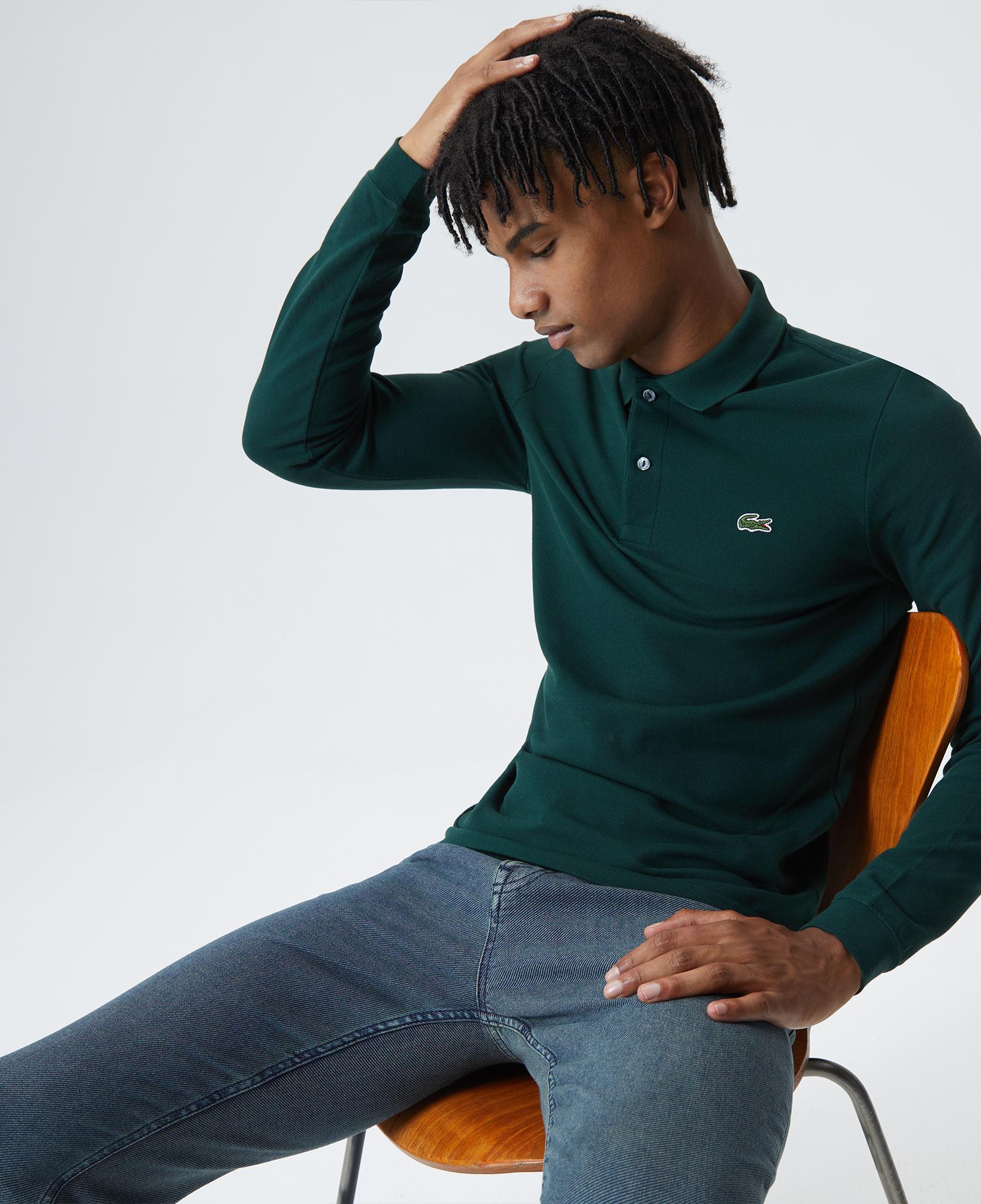 Lacoste L.12.12 Erkek Slim Fit Uzun Kollu Yeşil Polo