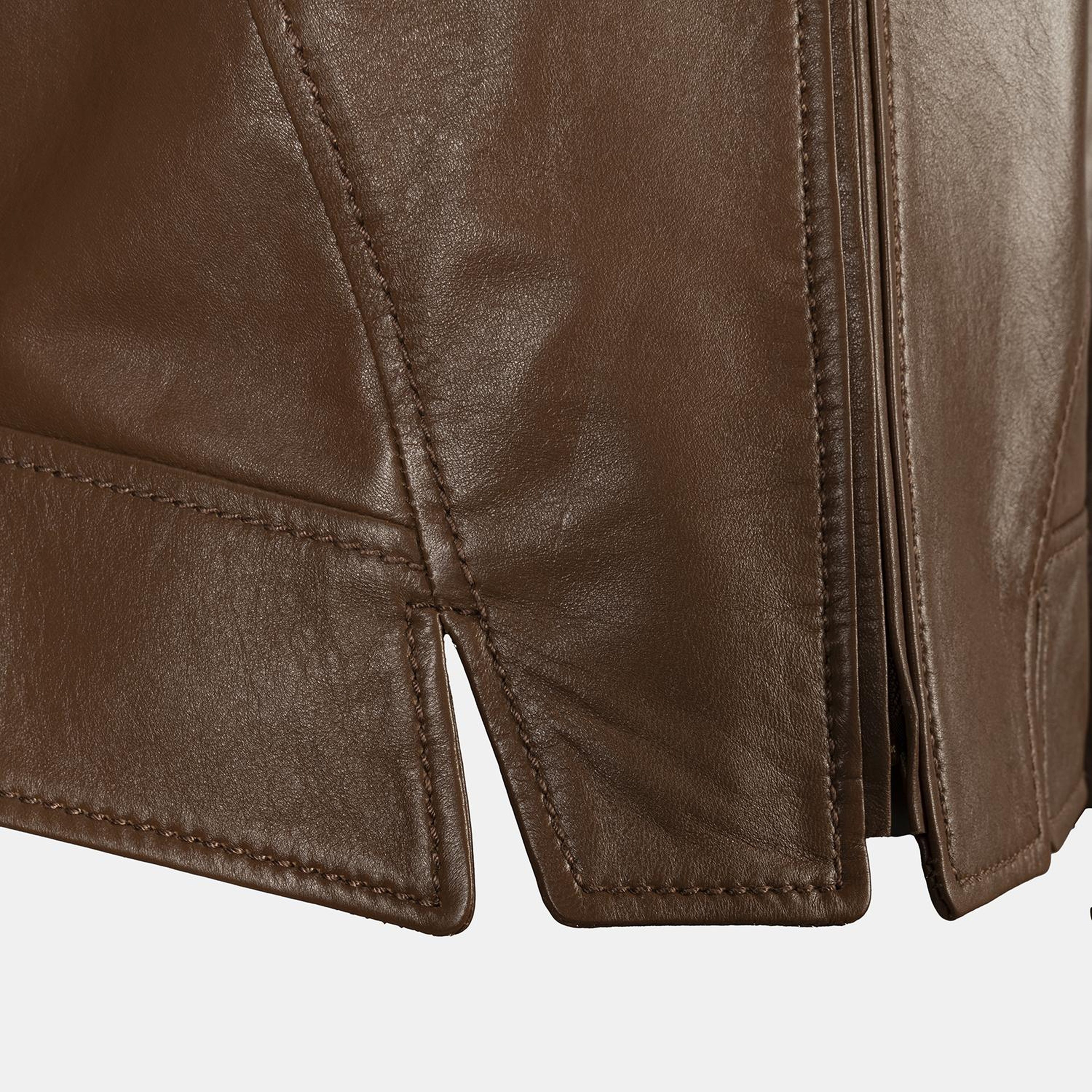 Kadın Taba Deri Biker Ceket