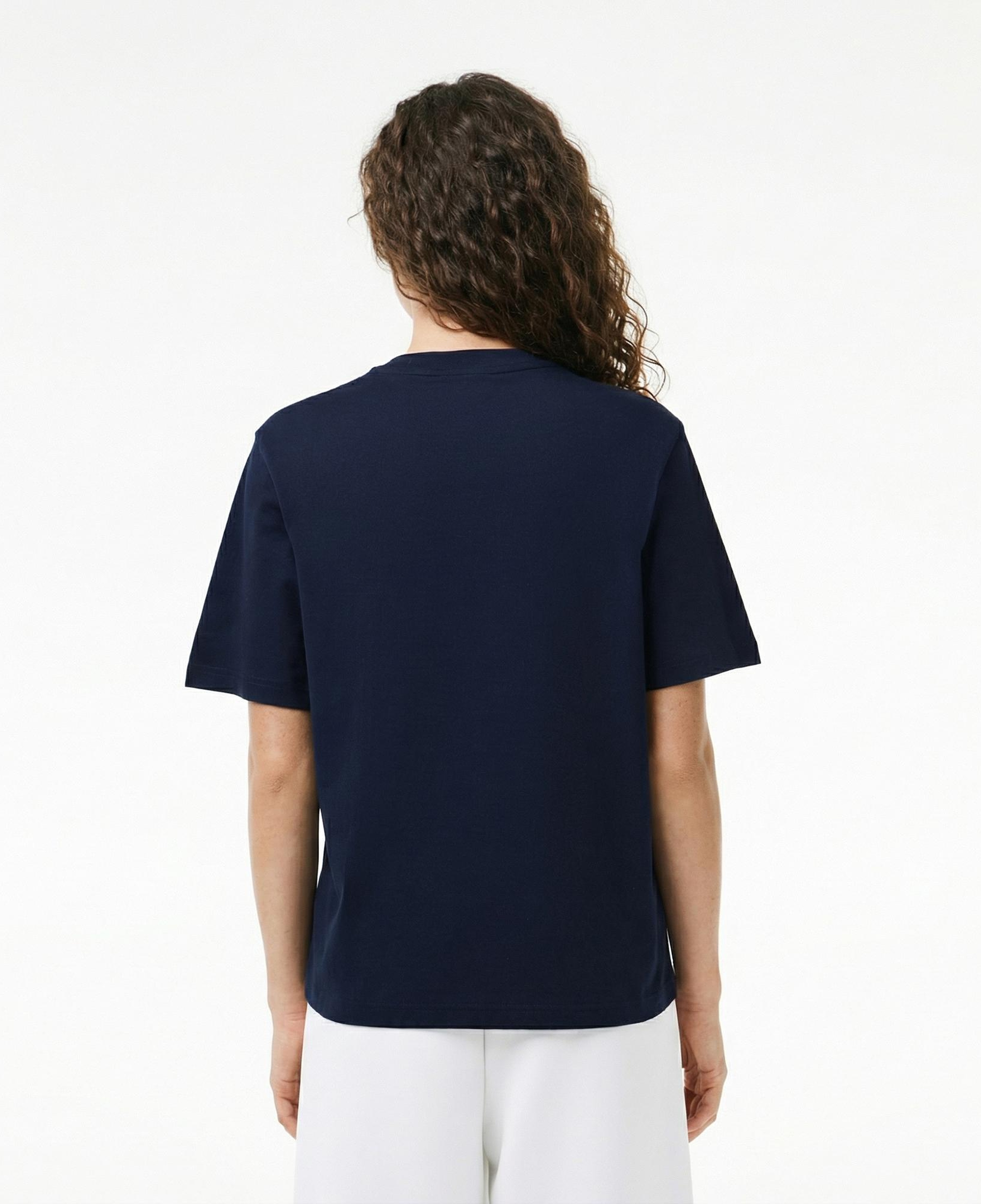 Lacoste Kadın Relaxed Fit Bisiklet Yaka Lacivert T-Shirt