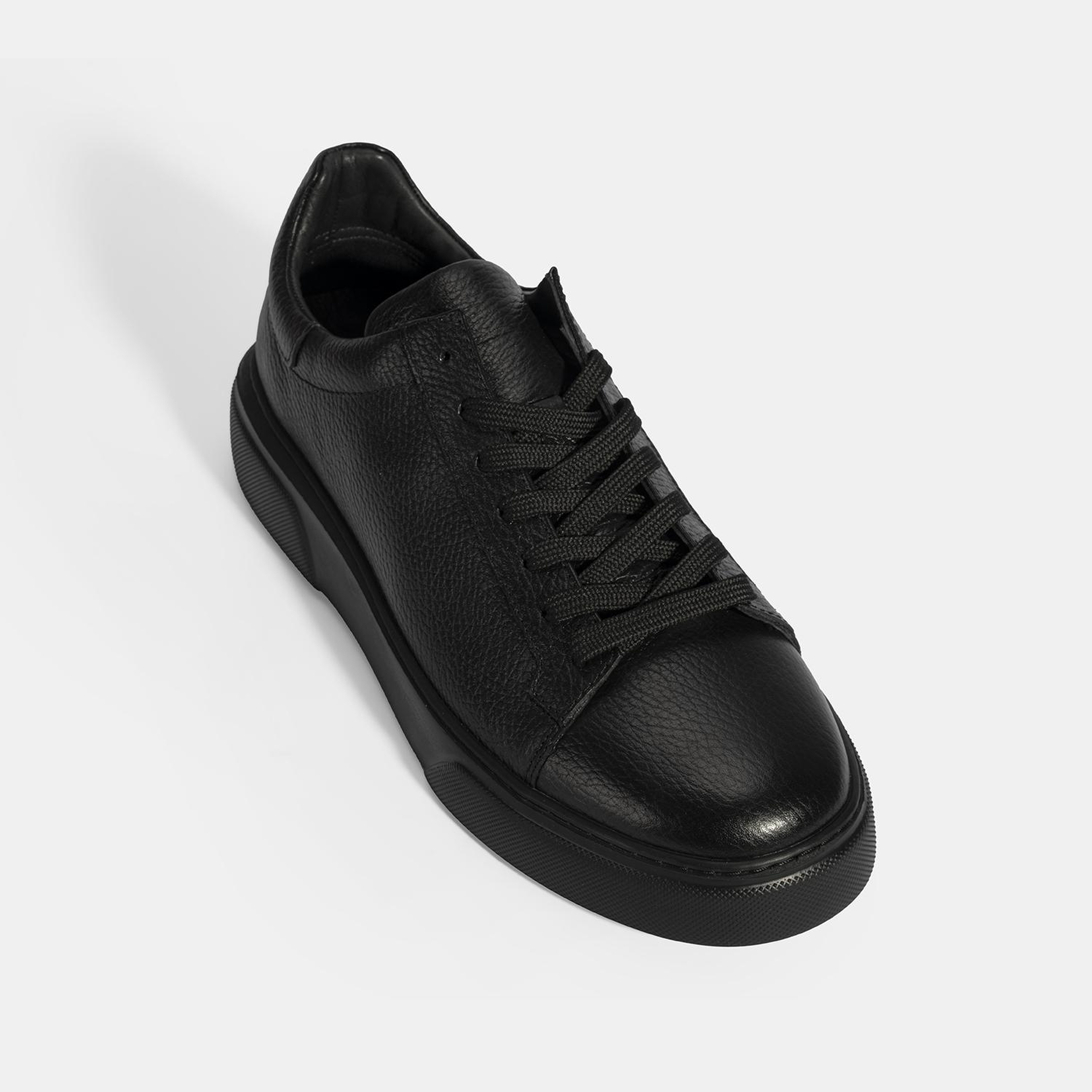 Erkek Siyah Bağcıklı Deri Günlük Ayakkabı