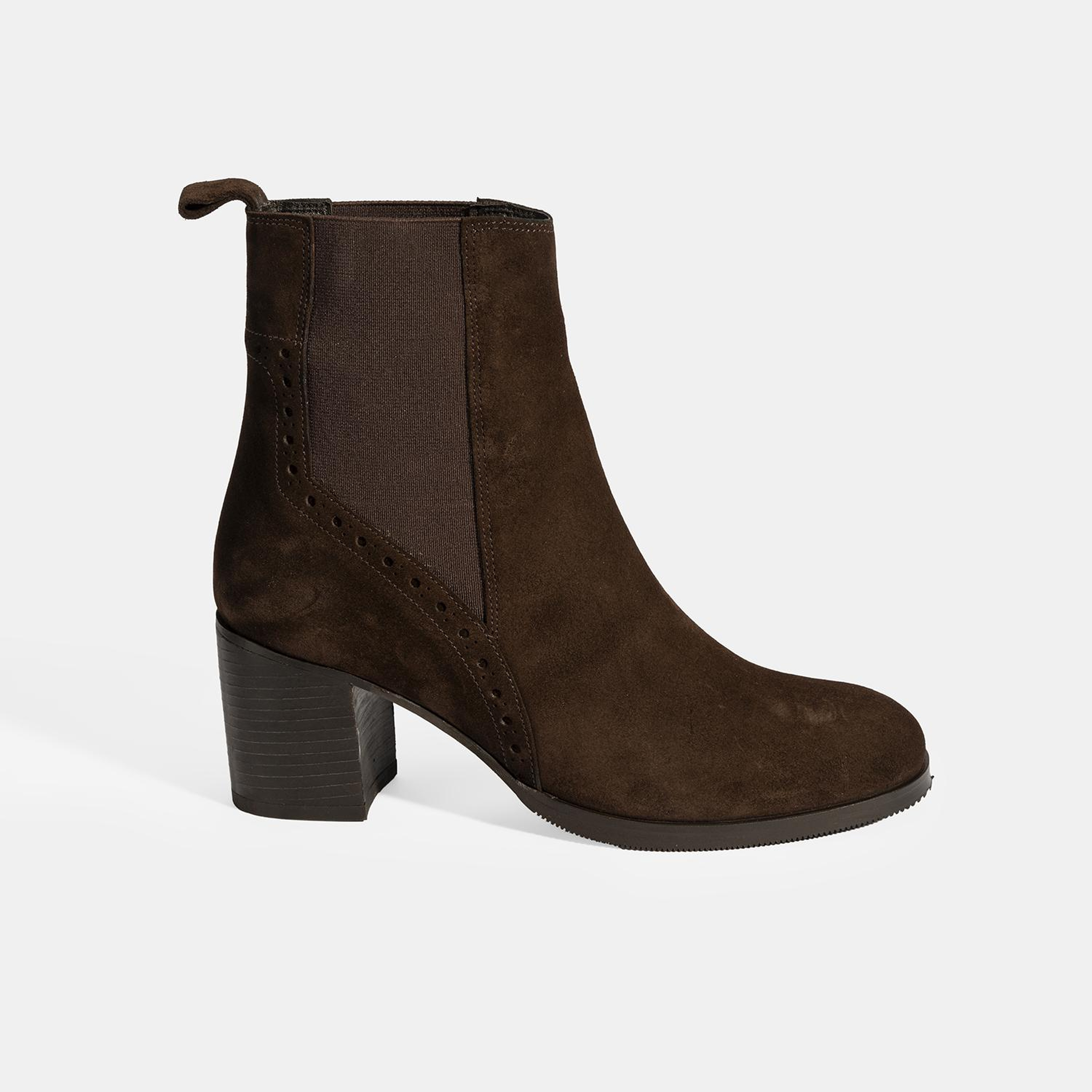 Kadın Kahve Lastikli Topuklu Süet Bot