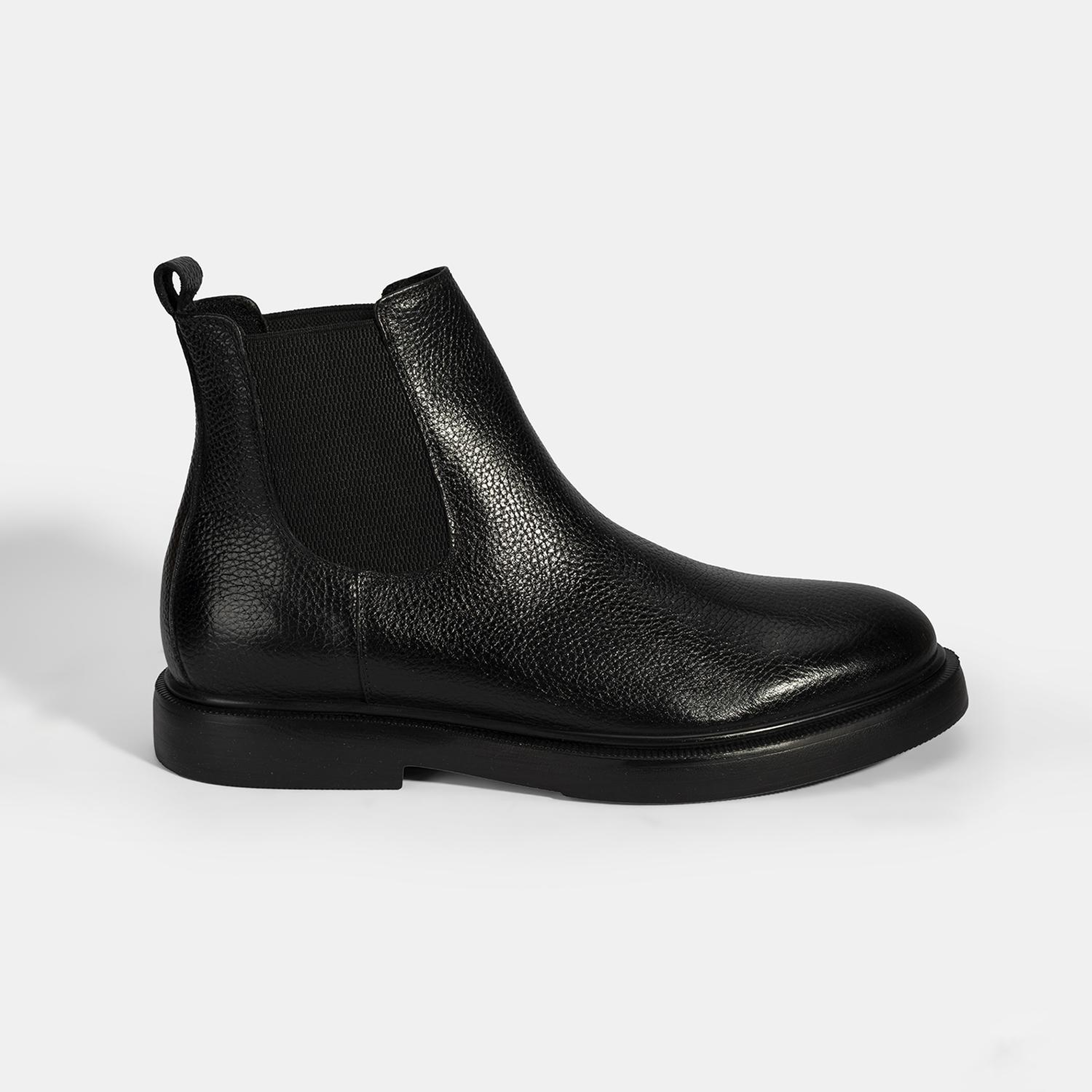 Erkek Siyah Lastikli Deri Bot