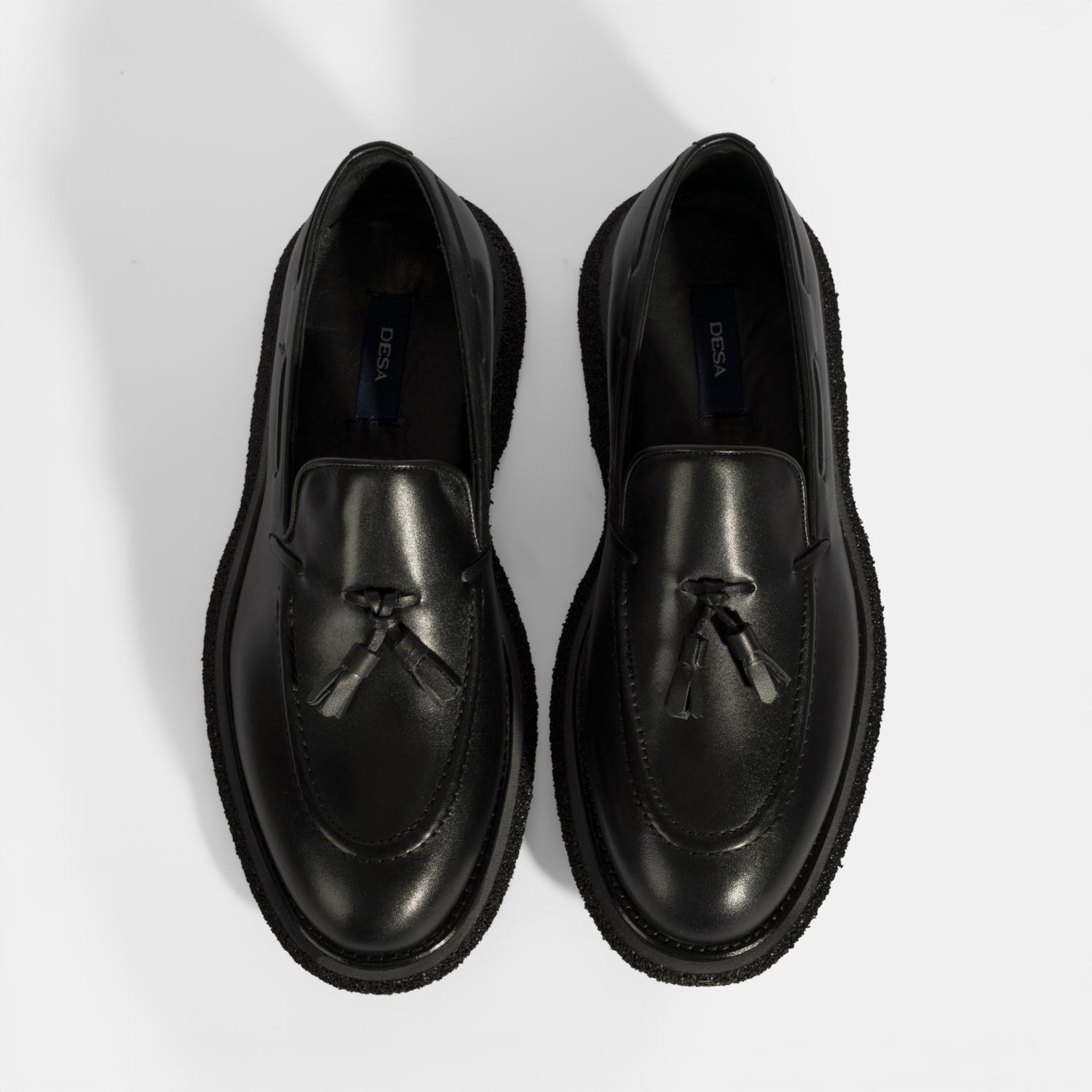 Erkek Siyah Püskül Detaylı Deri Loafer