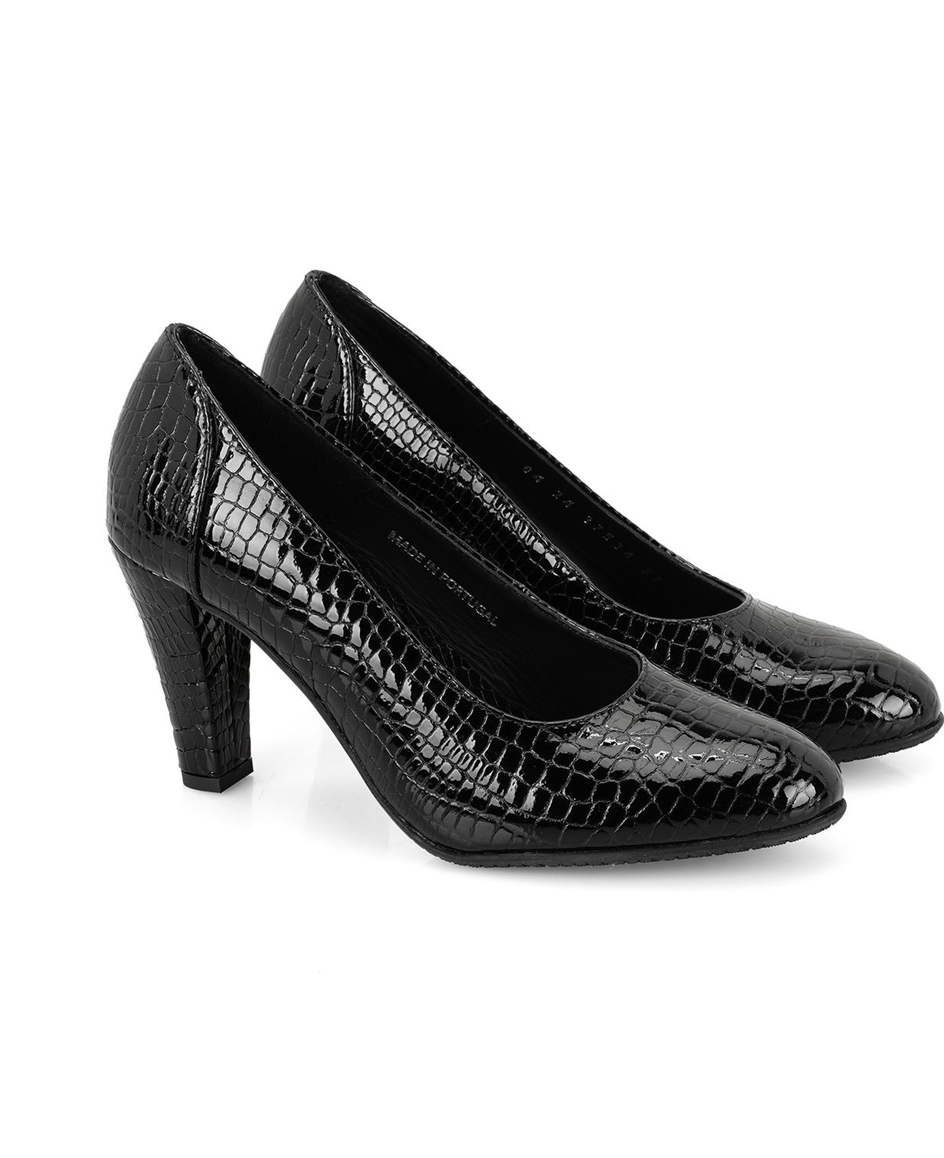 Kadın Siyah DesaComfort Kroko Baskılı Deri Klasik Ayakkabı