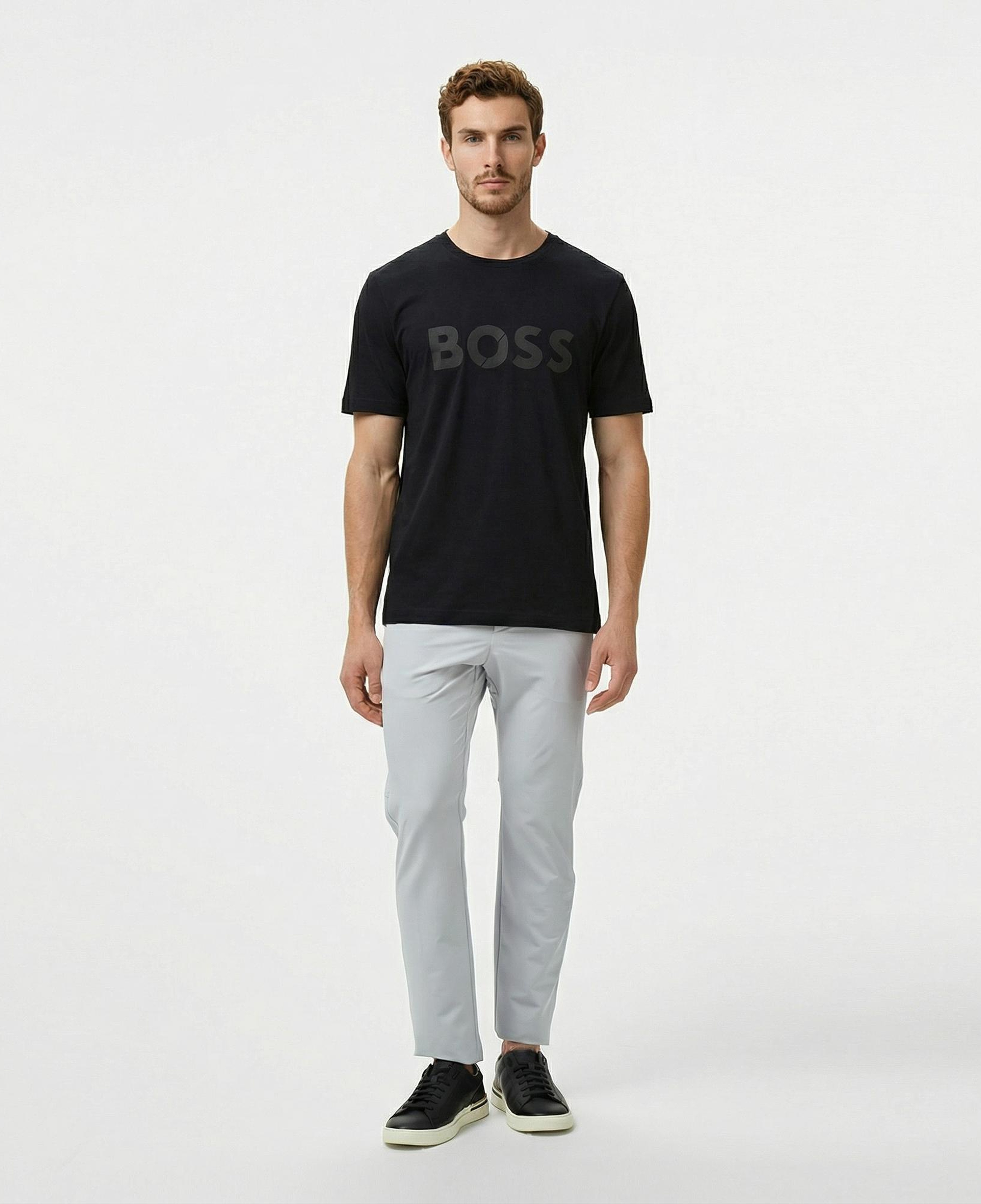Boss Tape Logo Erkek Siyah T-Shirt