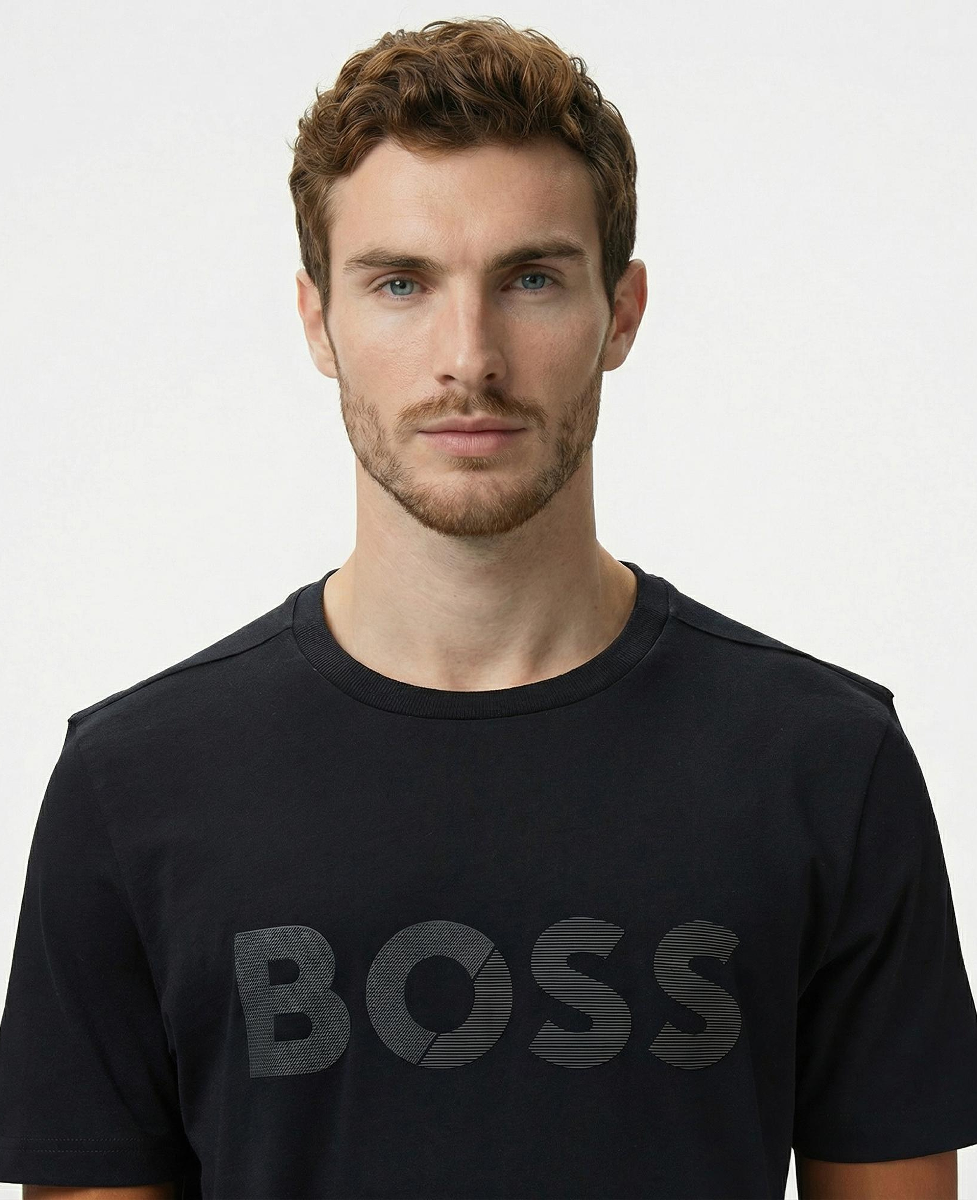 Boss Tape Logo Erkek Siyah T-Shirt