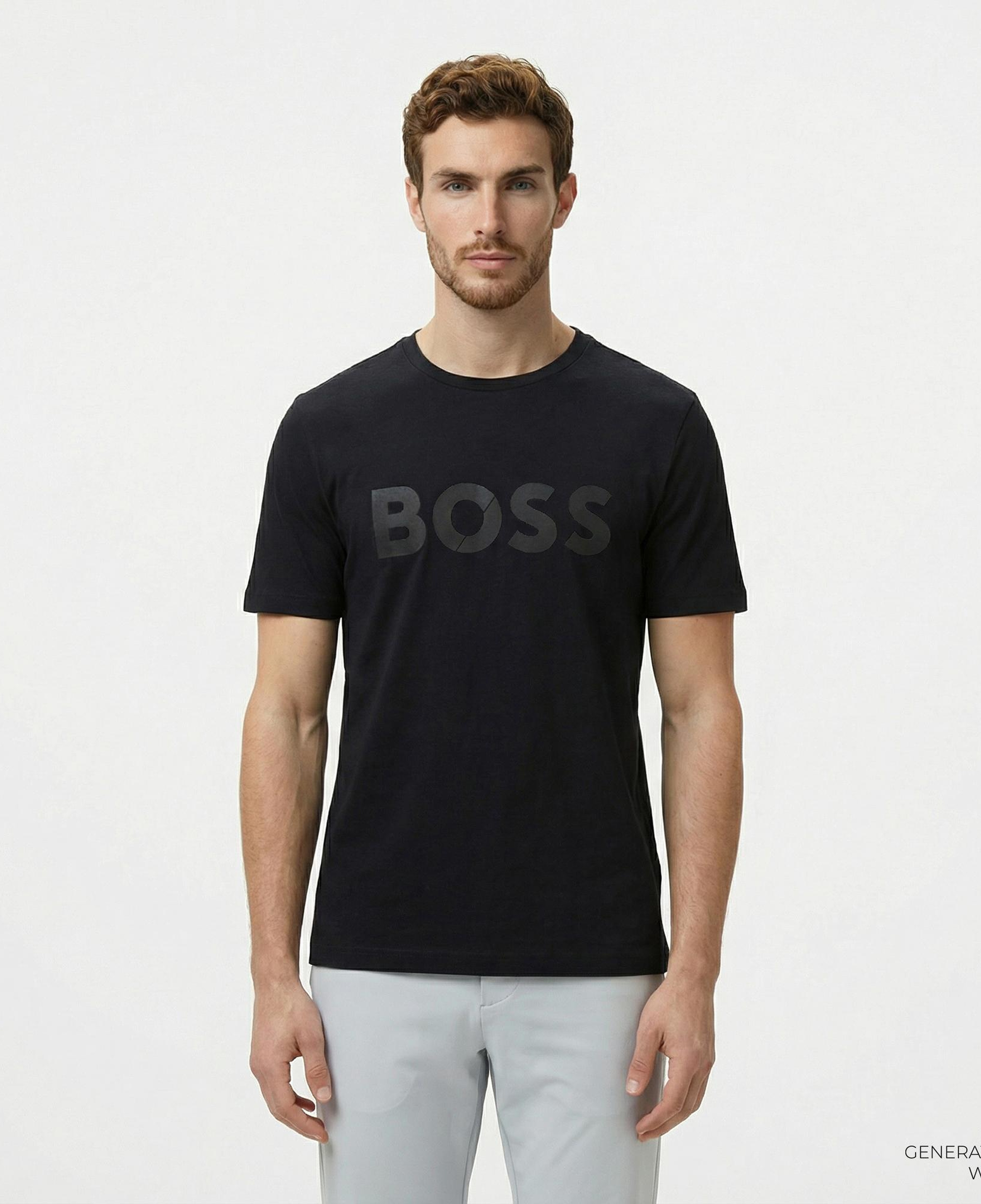 Boss Tape Logo Erkek Siyah T-Shirt