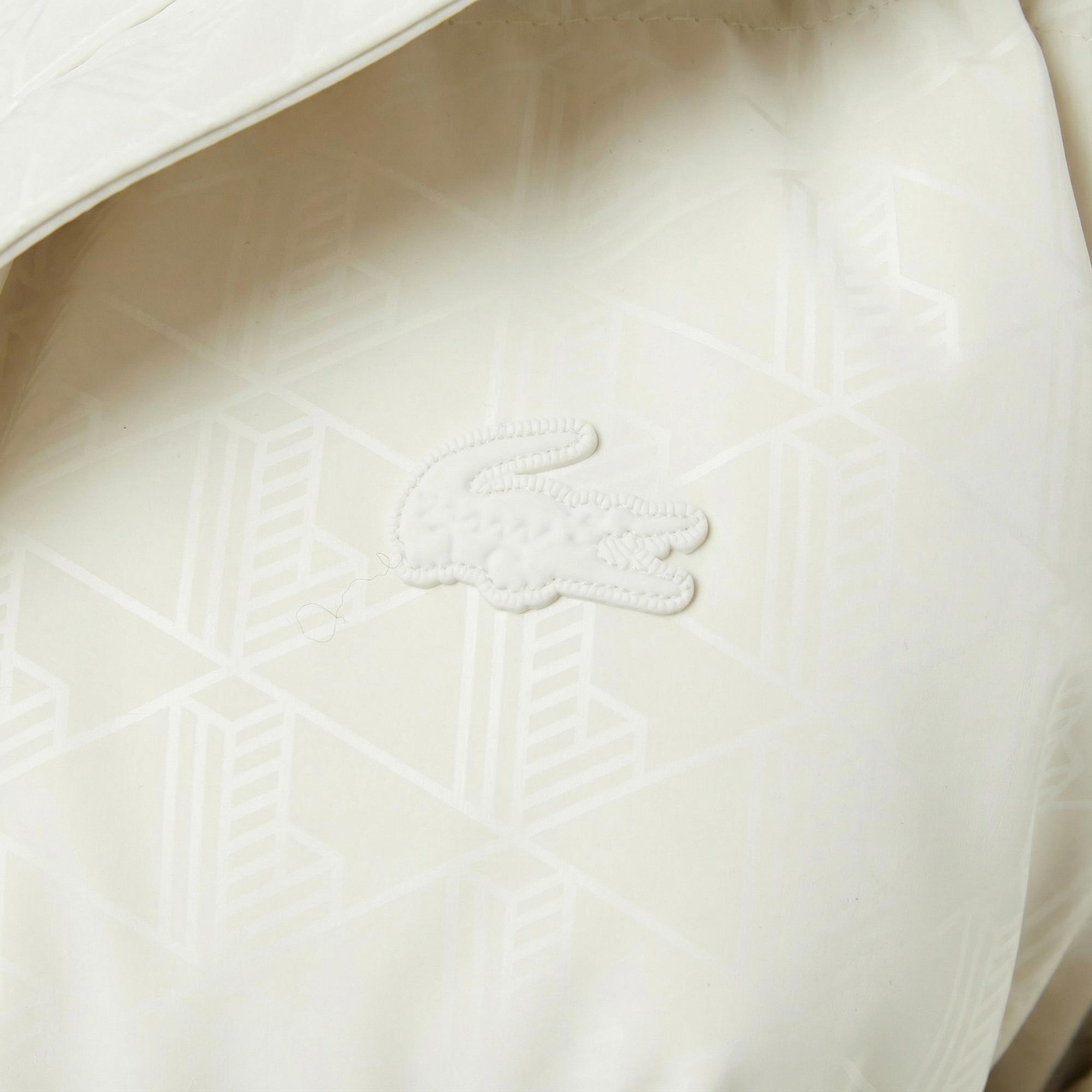 Lacoste Kadın Kapüşonlu Monogram Beyaz Mont