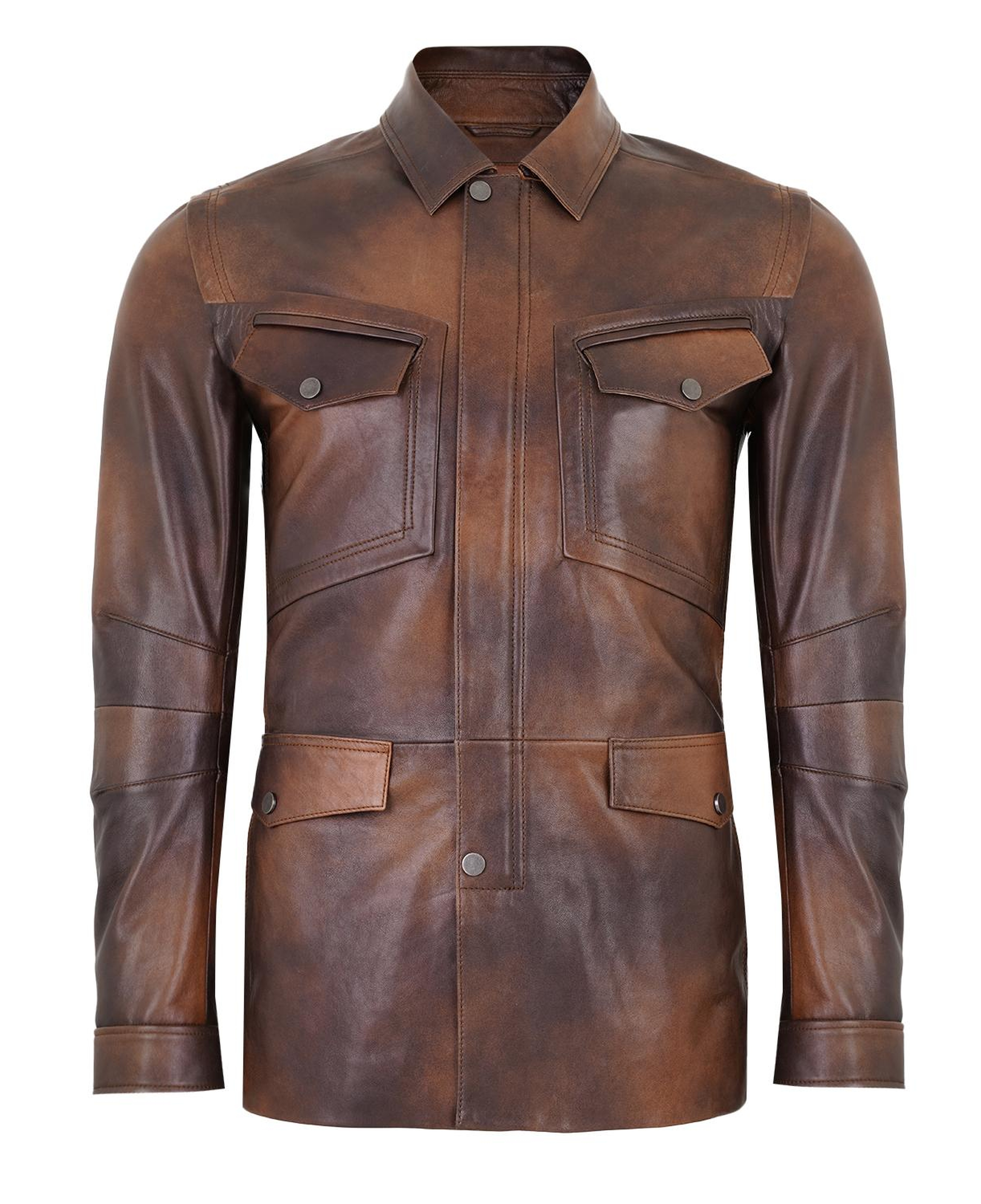 Adymn Kahve Erkek Vintage Deri Mont