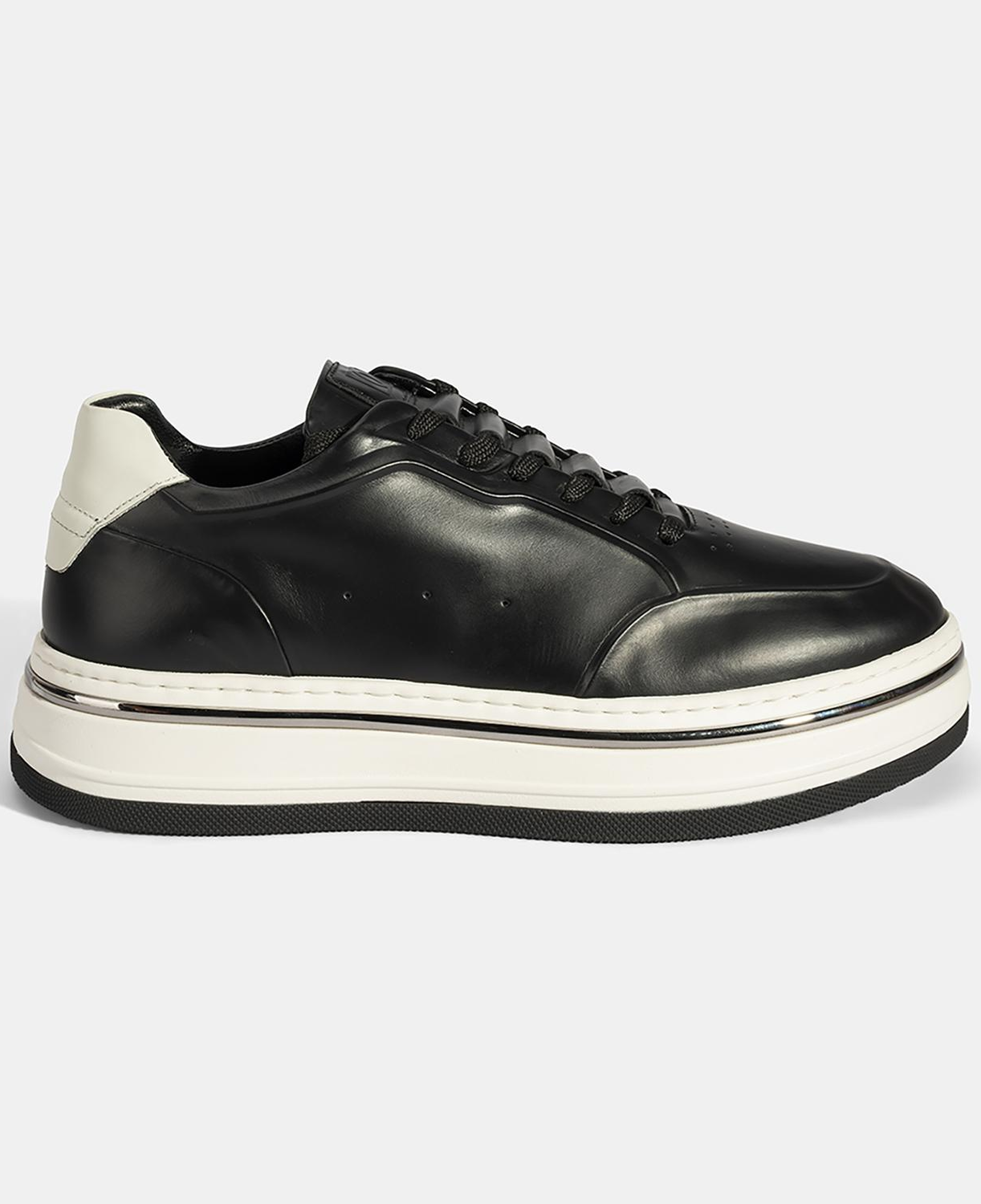 Erkek Siyah Bağcıklı Deri Spor Ayakkabı