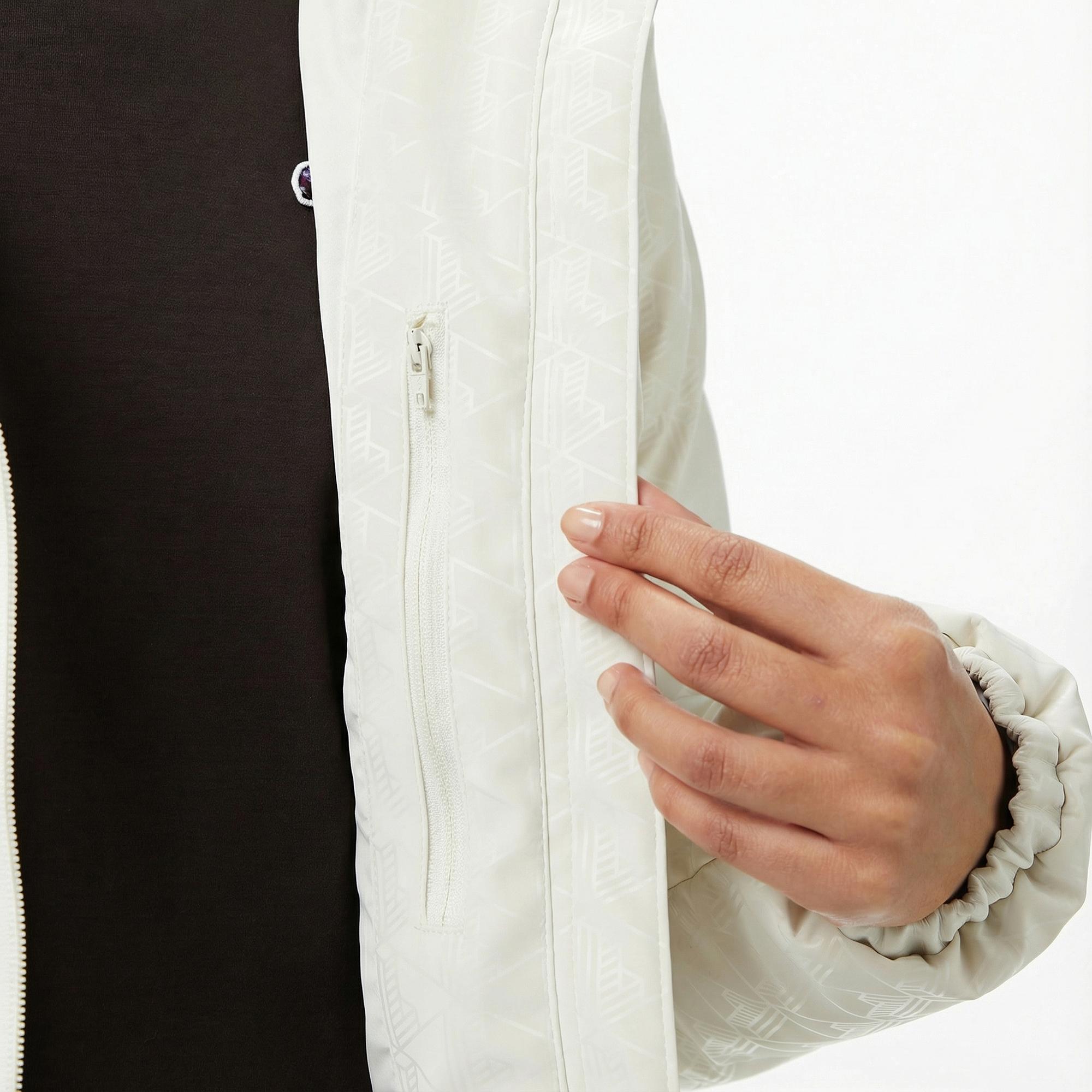 Lacoste Kadın Kapüşonlu Monogram Beyaz Mont