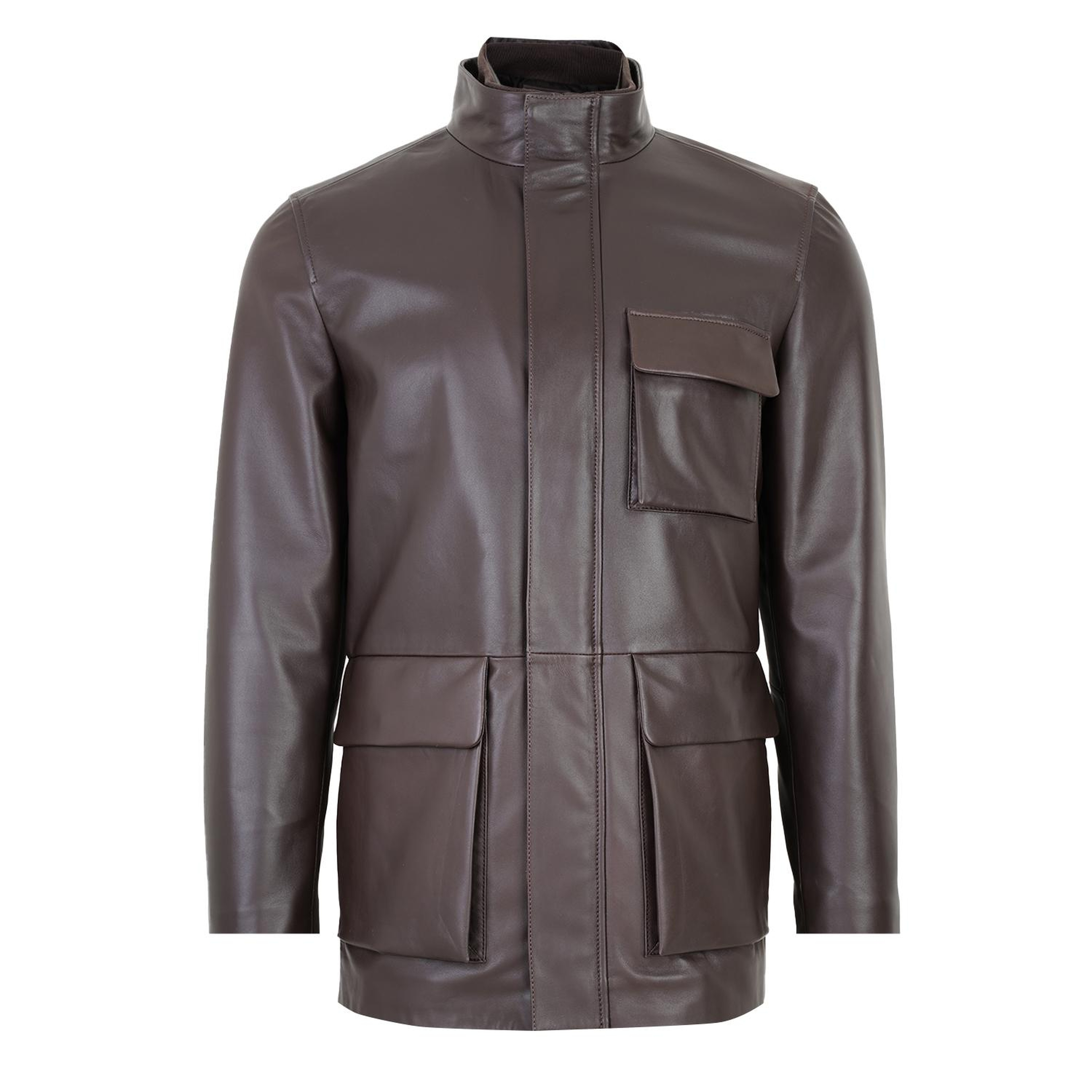 Adahy Kahve Erkek Deri Mont