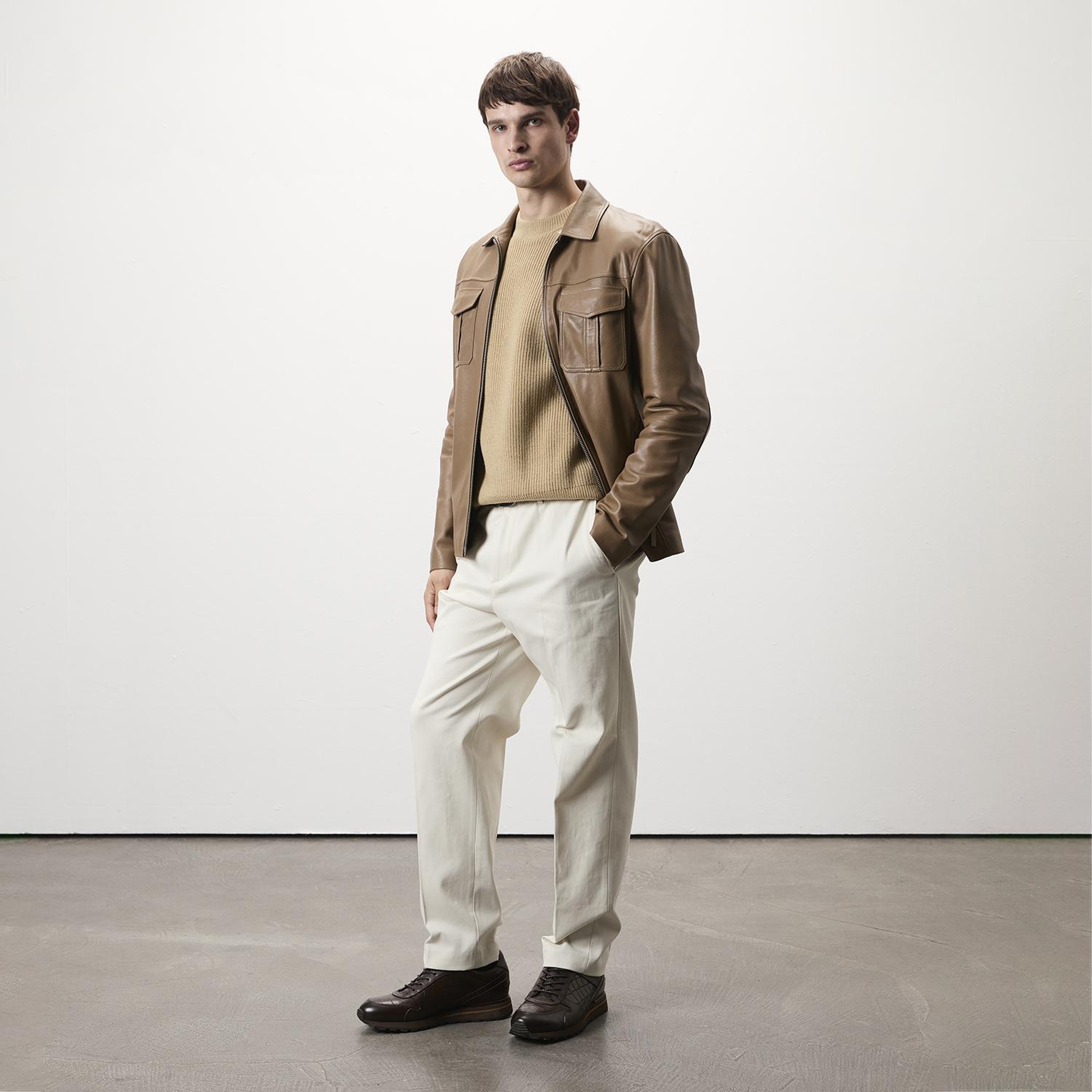 Carlino Kahve Erkek Deri Mont