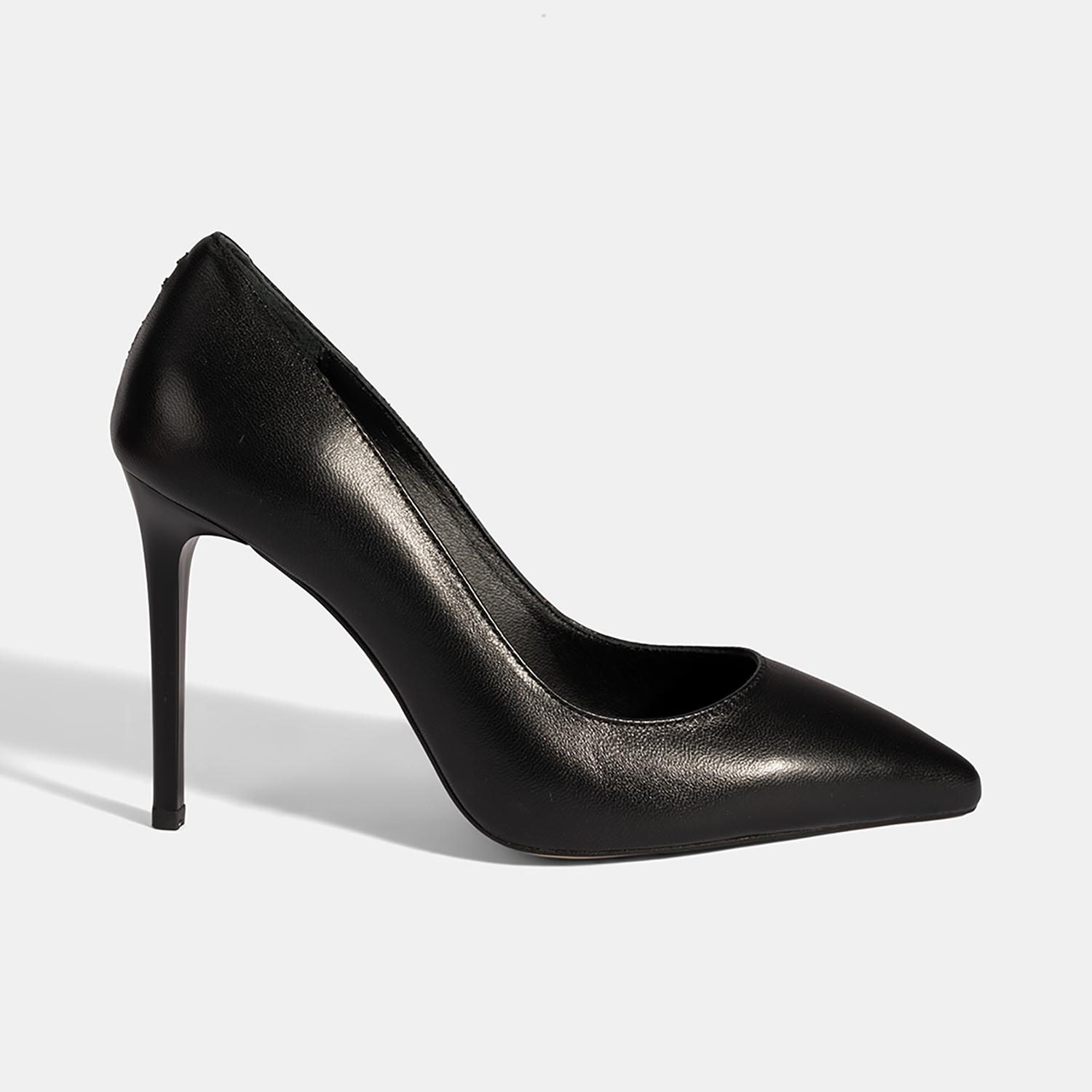 Kadın Siyah Deri Stiletto