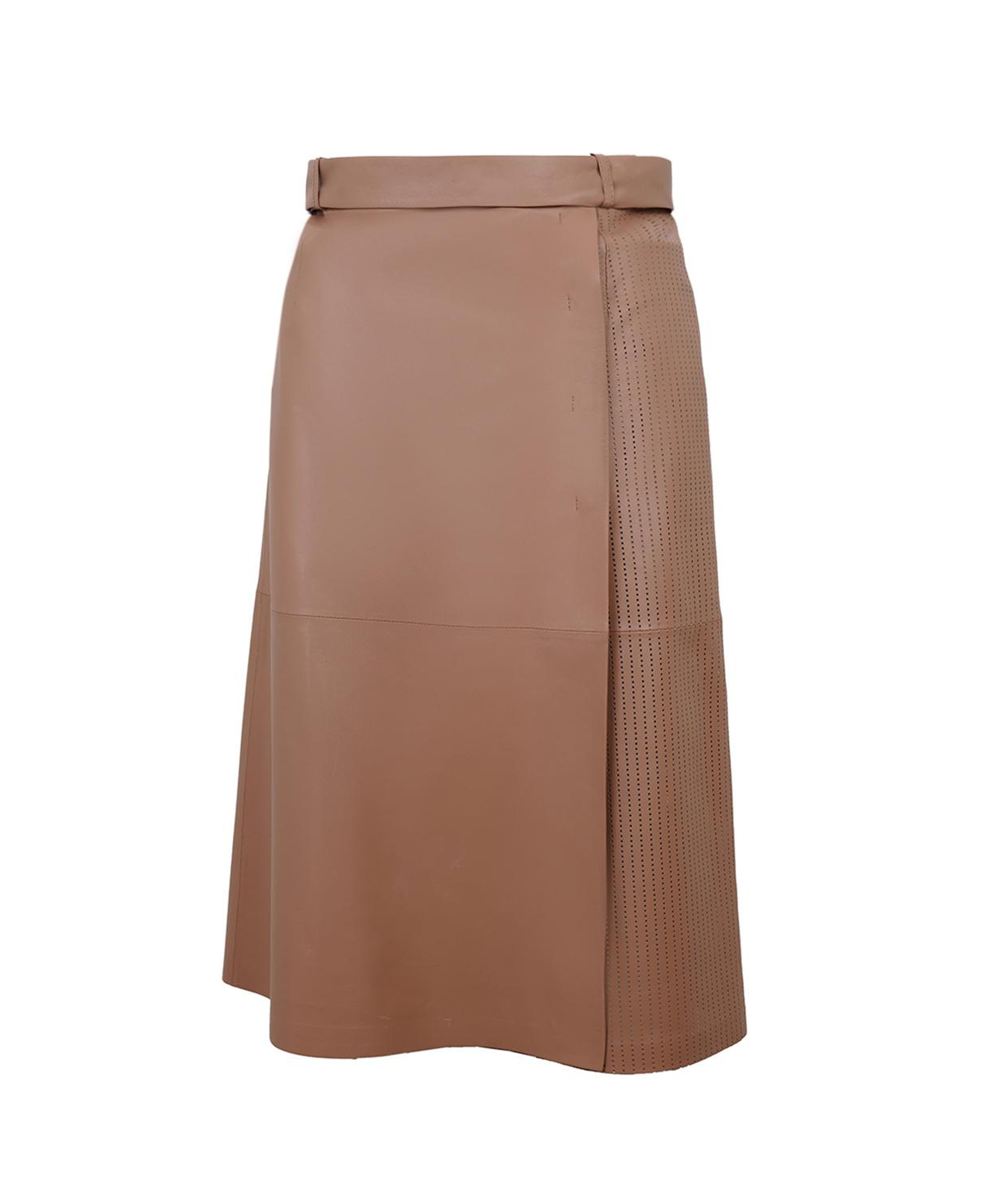 Aldene Kahve Kadın Uzun Deri Etek