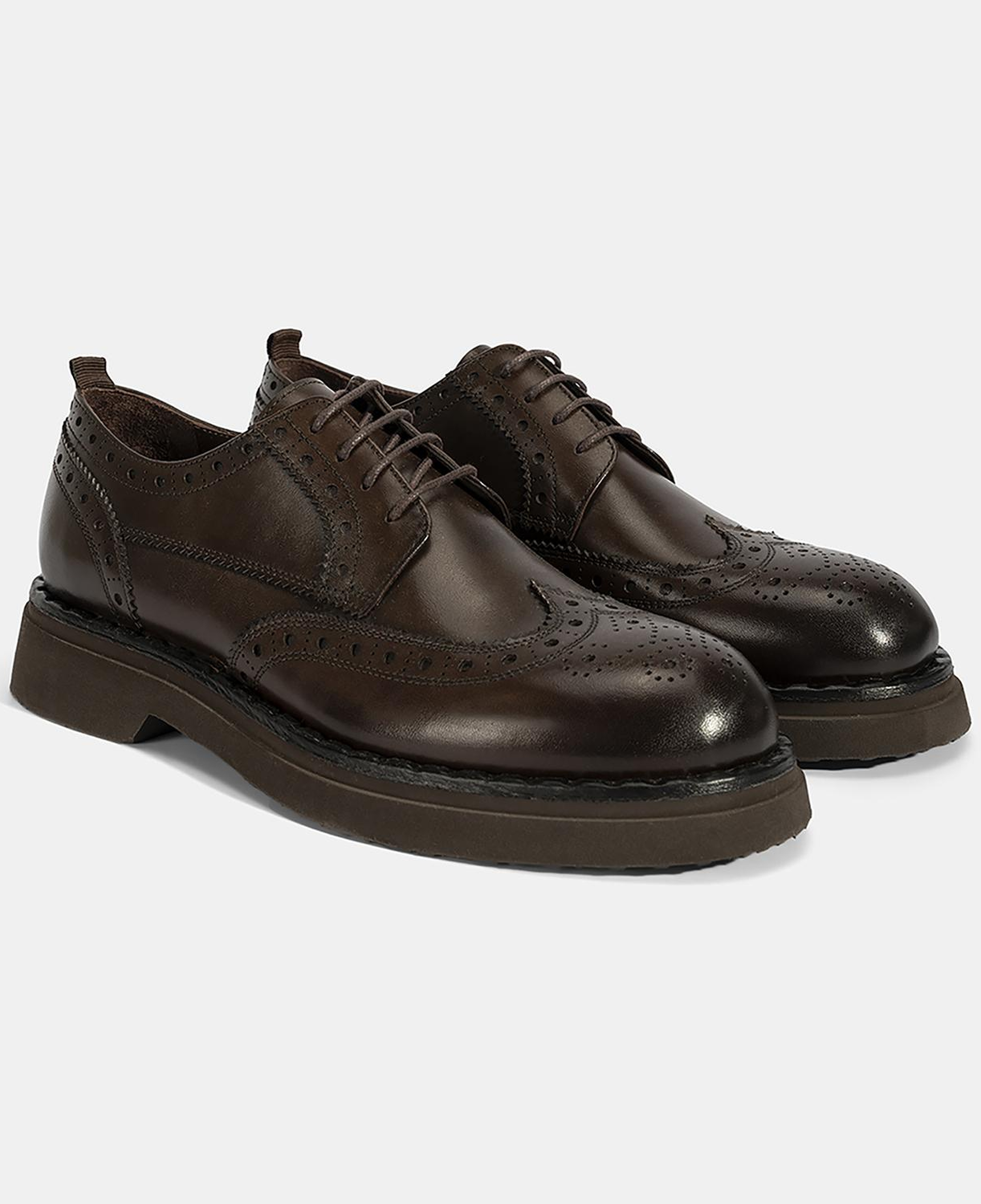 Erkek Kahve Bağcıklı Deri Klasik Ayakkabı