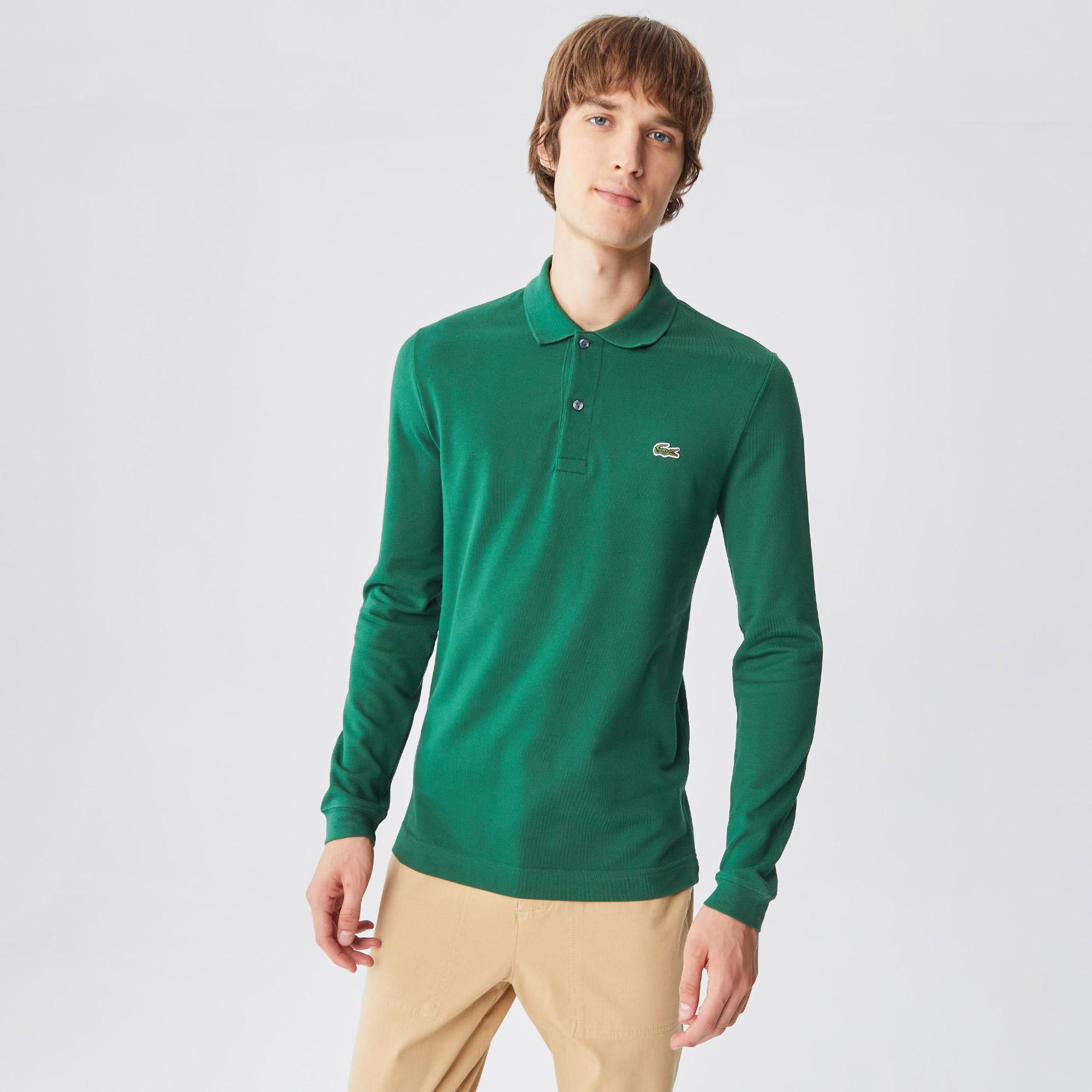 Lacoste L.12.12 Erkek Slim Fit Uzun Kollu Yeşil Polo