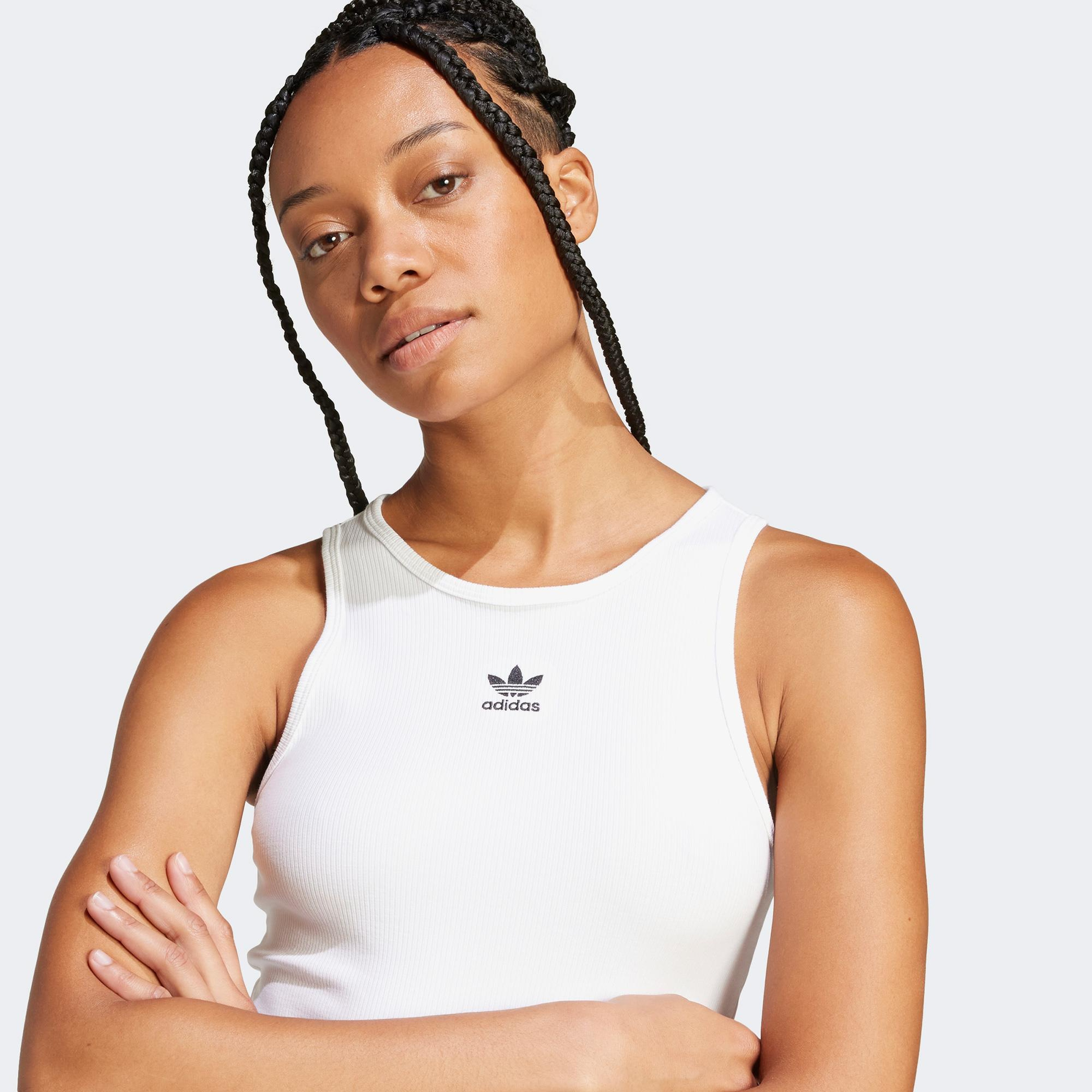 adidas Essentials Rib Kadın Beyaz Kolsuz T-Shirt