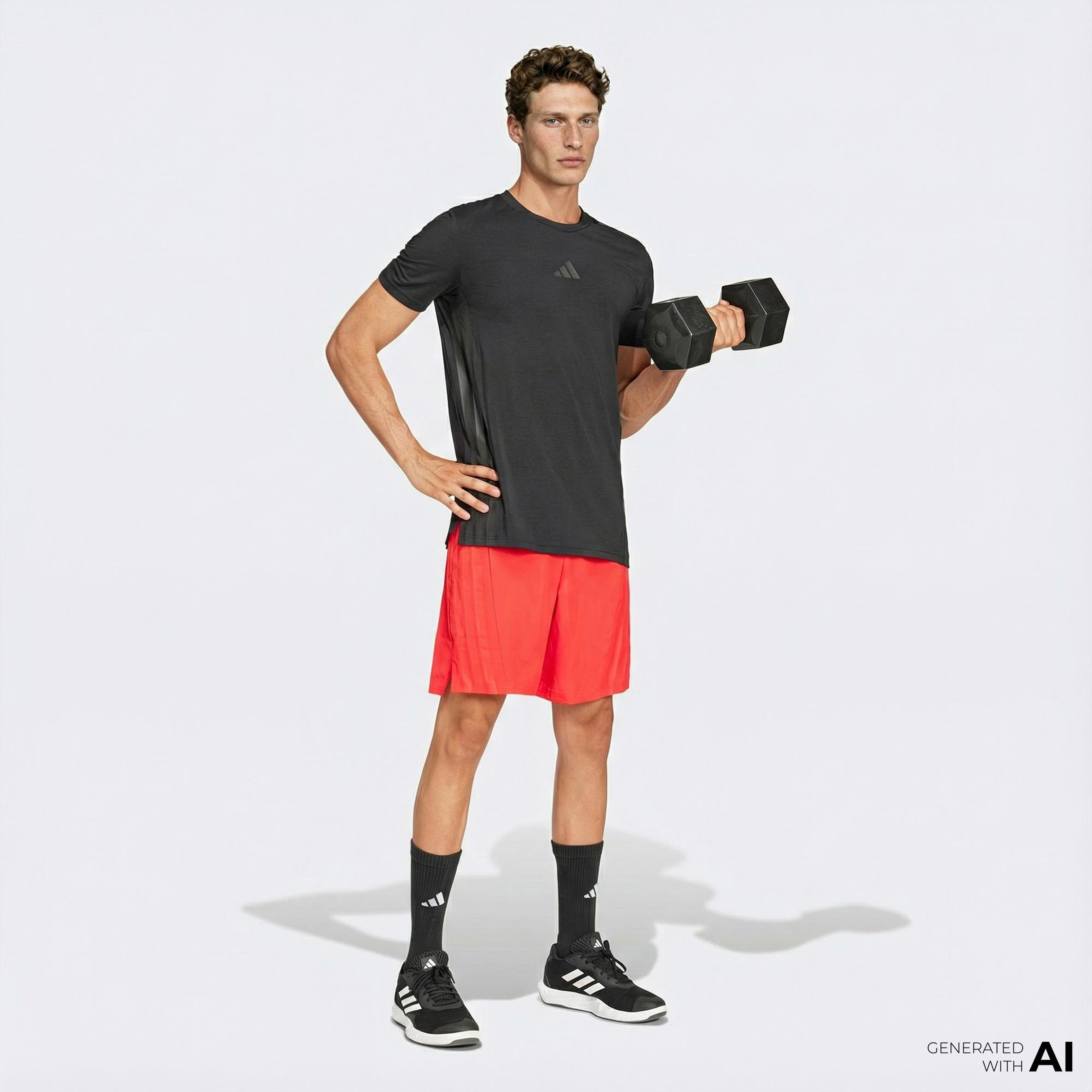 adidas Designed 4 Training 3-Stripes Erkek Siyah T-Shirt