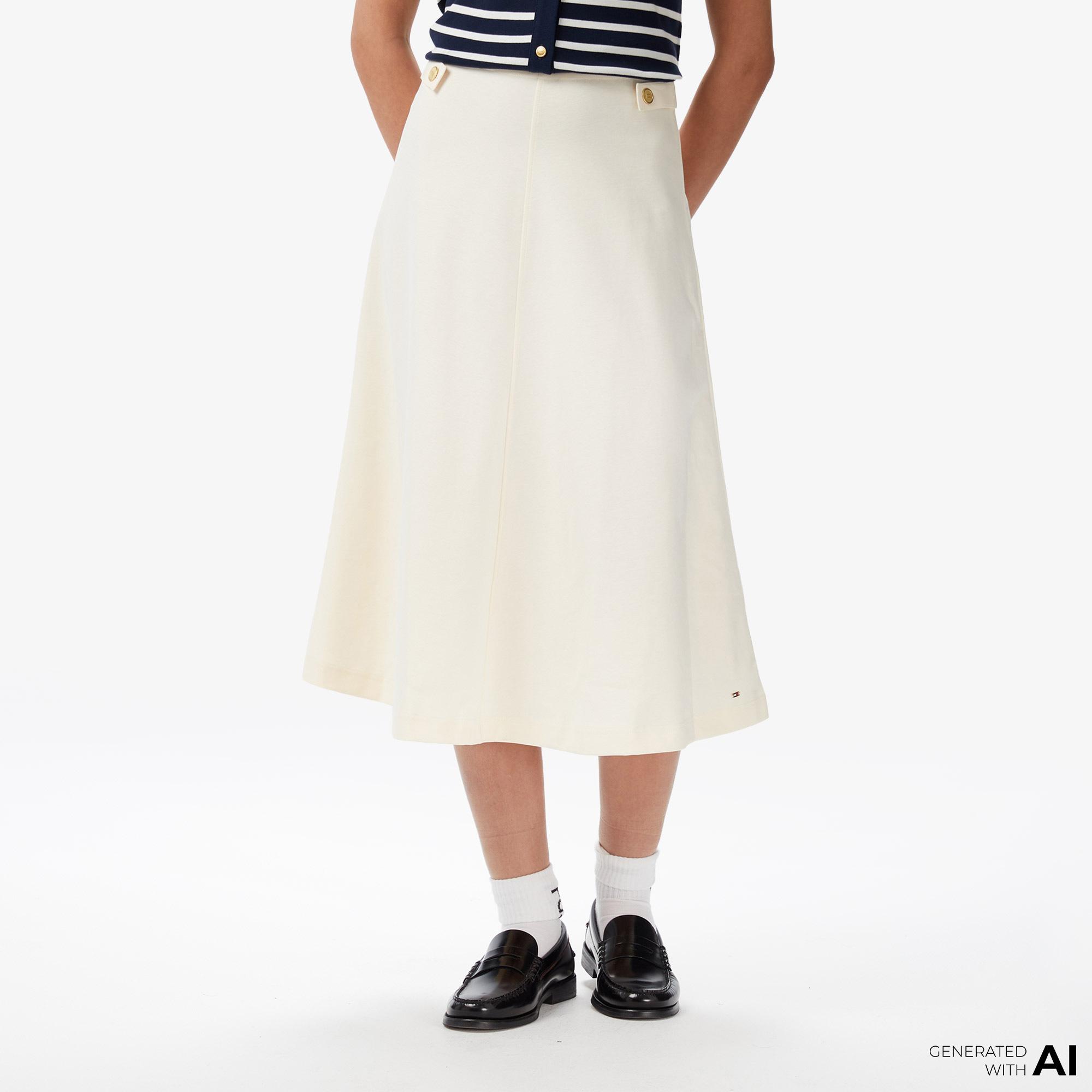 Tommy Hilfiger Gold Button Kadın Bej Etek