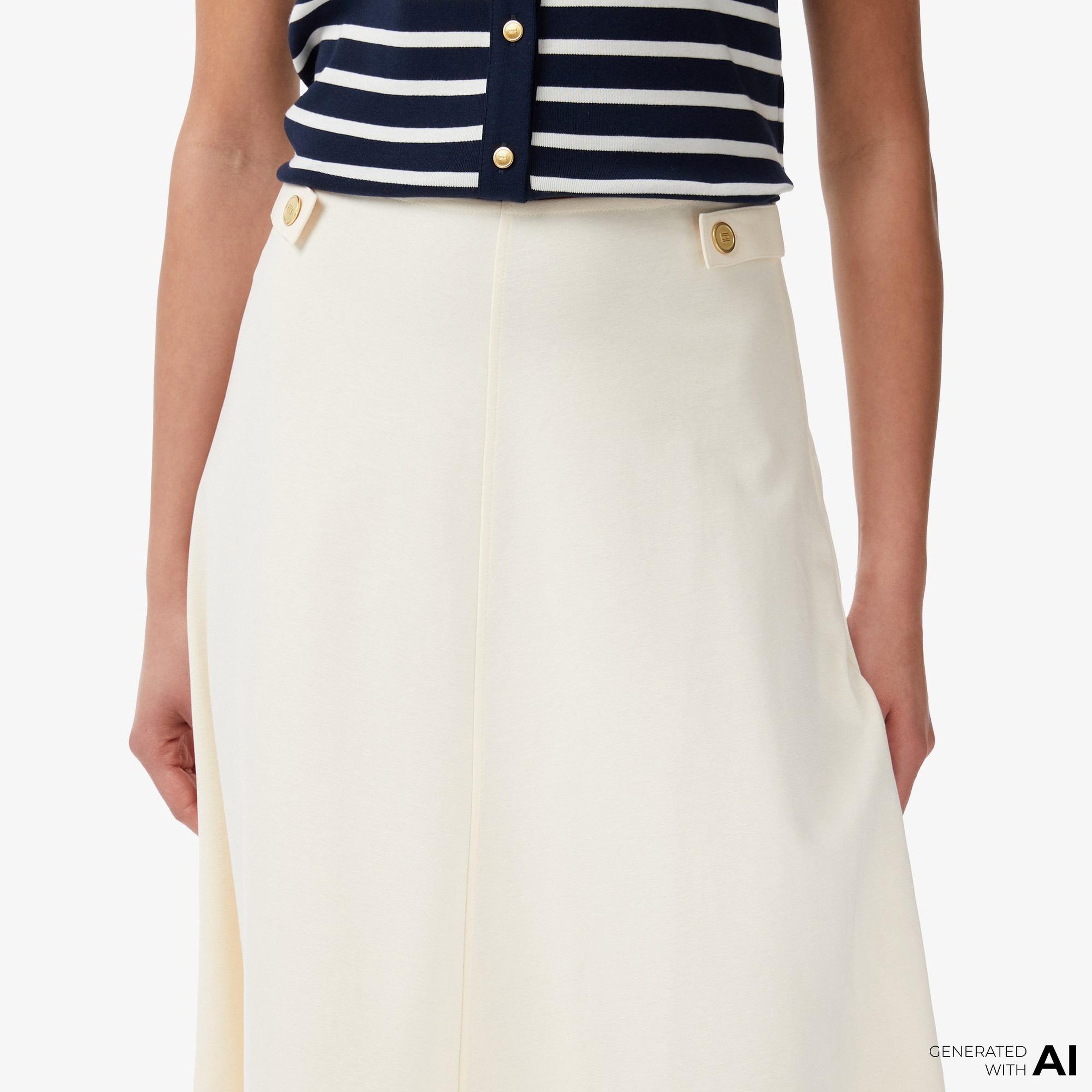 Tommy Hilfiger Gold Button Kadın Bej Etek