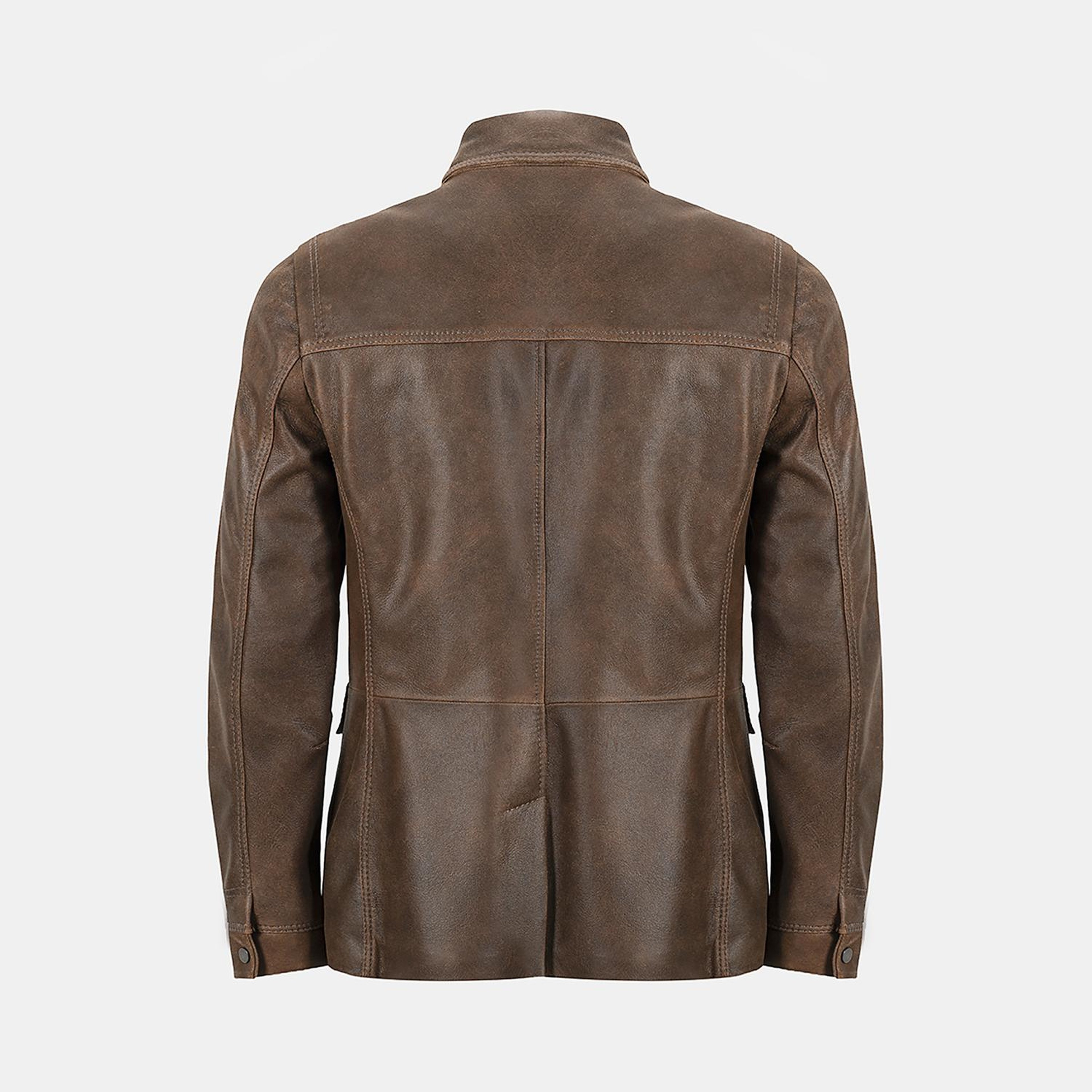 Erkek Taba Gömlek Yakalı Deri Mont