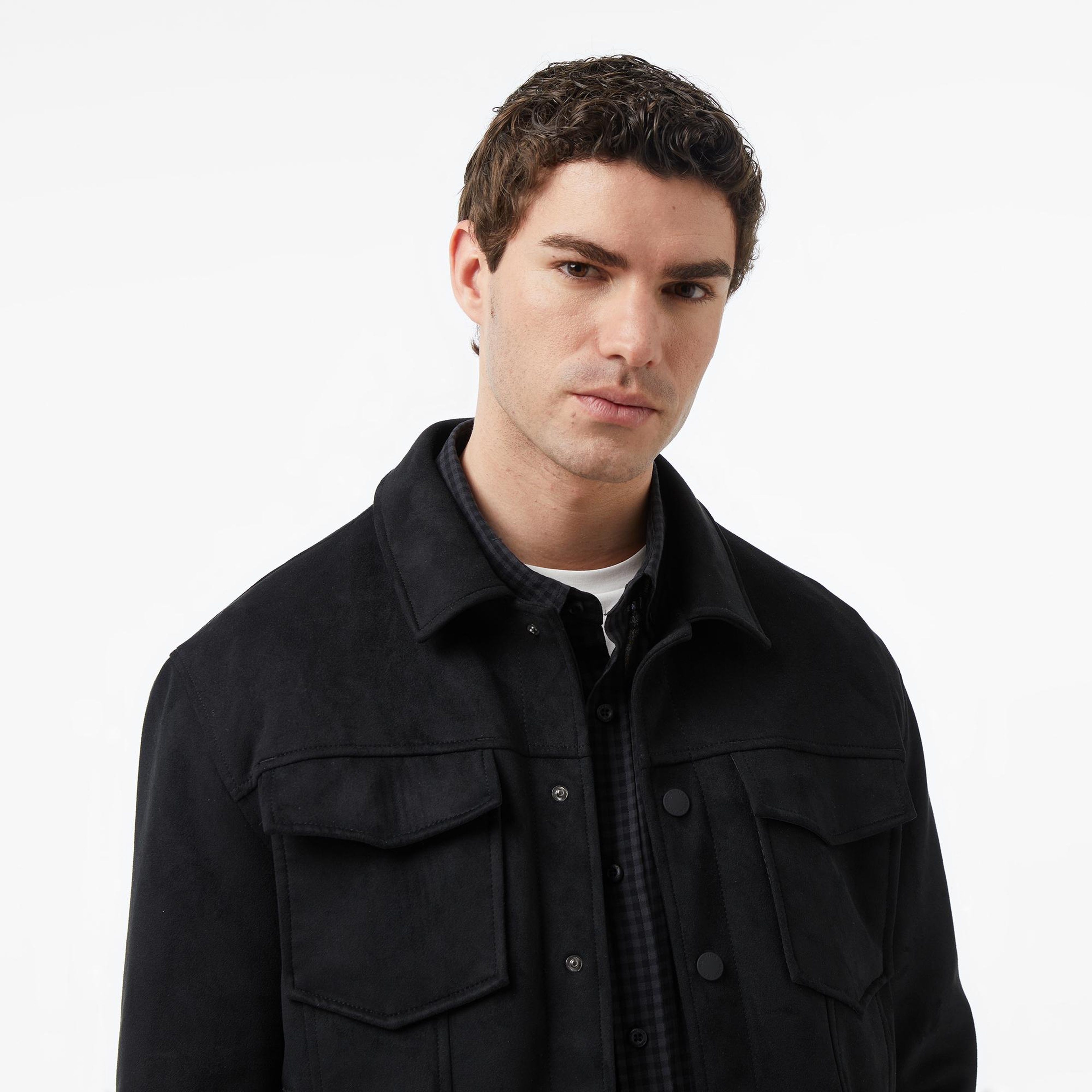 Nautica Erkek Siyah Regular Fit Süet Ceket